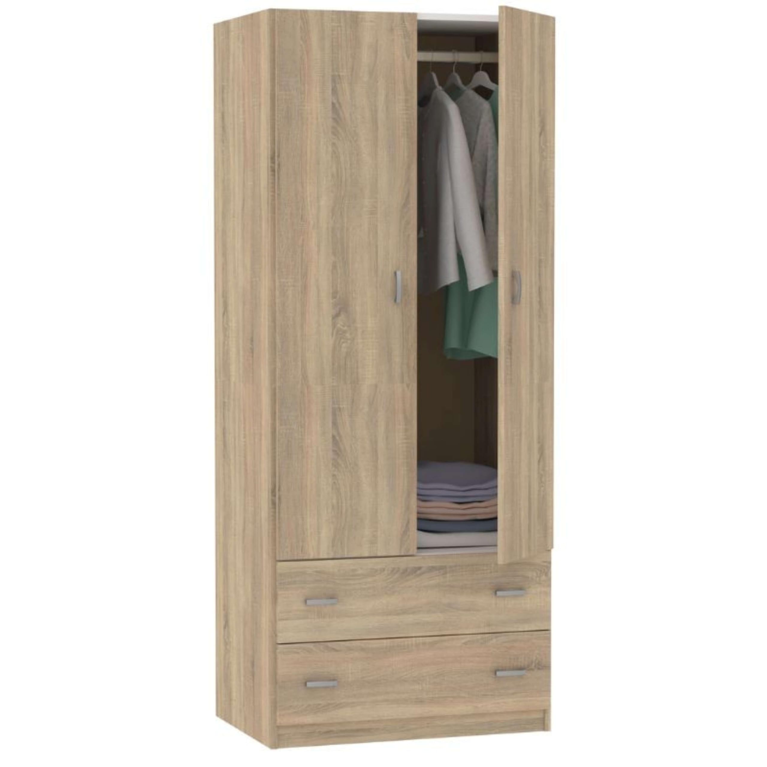 Miroytengo Pack Muebles Dormitorio Juvenil Tibet Estilo Natural en Color Roble Cambrian (Cama 105x190 cm + Armario + Cómoda)