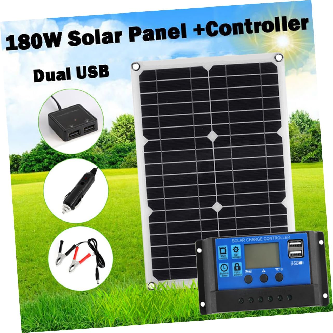 20V 18V DC Waterproof Portable Solar Charger Kit Dual USB Ports for RVs Yachts and Emergency Use Flexible Solar Panels Charge Controller