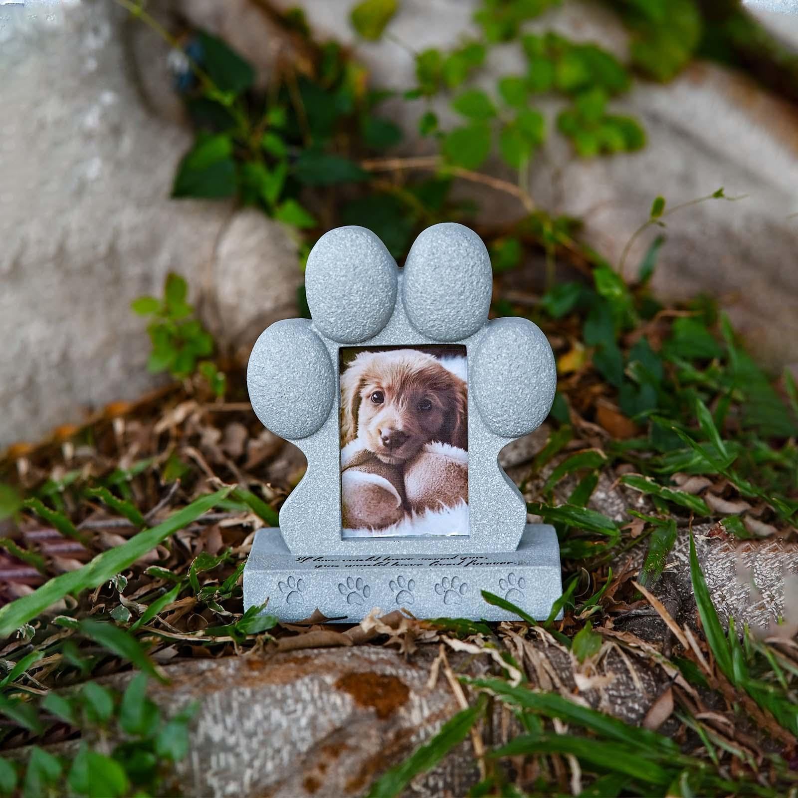 Lapide per Cani e Portachiavi con Pelo di Cane, Cornice per Foto di Animali Domestici Regalo Commemorativo per Cani