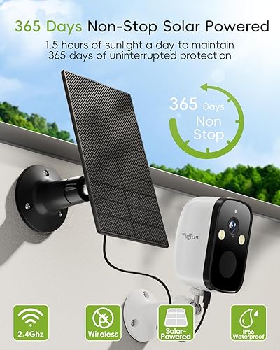 Miniatura 2 de TIEJUS Cámaras de seguridad inalámbricas para exteriores, cámara de seguridad alimentada por energía solar 2K, cámara inalámbrica WiFi de 2.4G,
