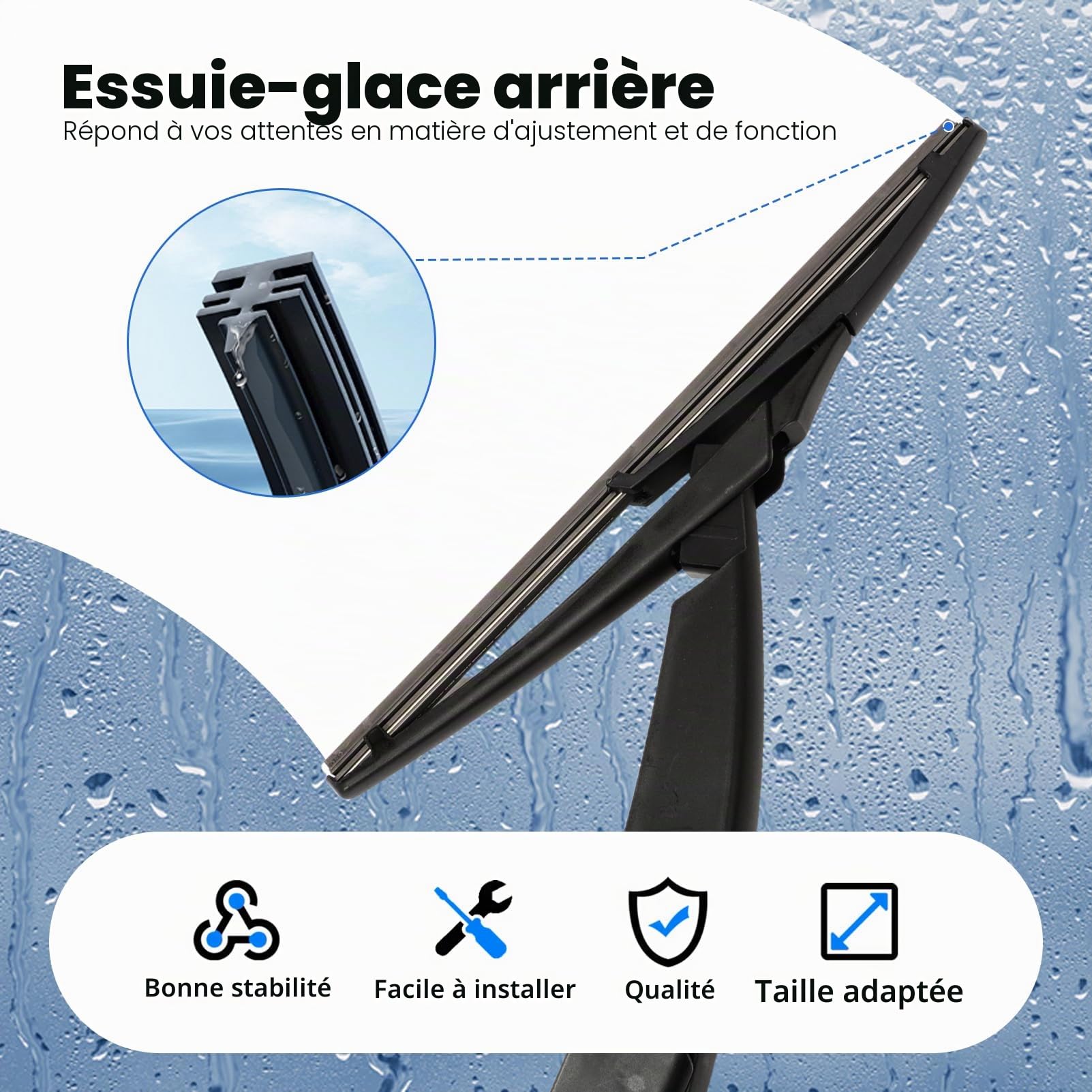 Balais Essuie-Glace arrière et Balai d'essuie-Glace pour Megane 4 MK4 2018-2022 Kit Bras essuie-Glace arrière