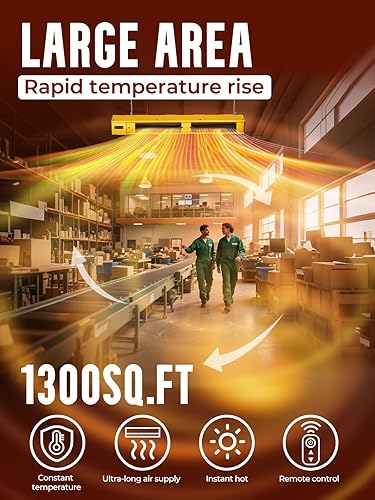 Miniatura 5 de Calentador eléctrico de garaje de 240 V, calefacción de grafeno de 7000 vatios para uso en interiores, temporizador de 9 horas, protección contra