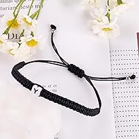 Vista 126 de Initial Bracelets for Couples Women Men Initial Charm Handmade Rope Braided Letter Bracelet for Teens Adjustable Jewelry Father's Day Gifts for Him