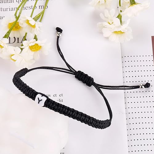 Miniatura 126 de Initial Bracelets for Couples Women Men Initial Charm Handmade Rope Braided Letter Bracelet for Teens Adjustable Jewelry Father's Day Gifts for Him