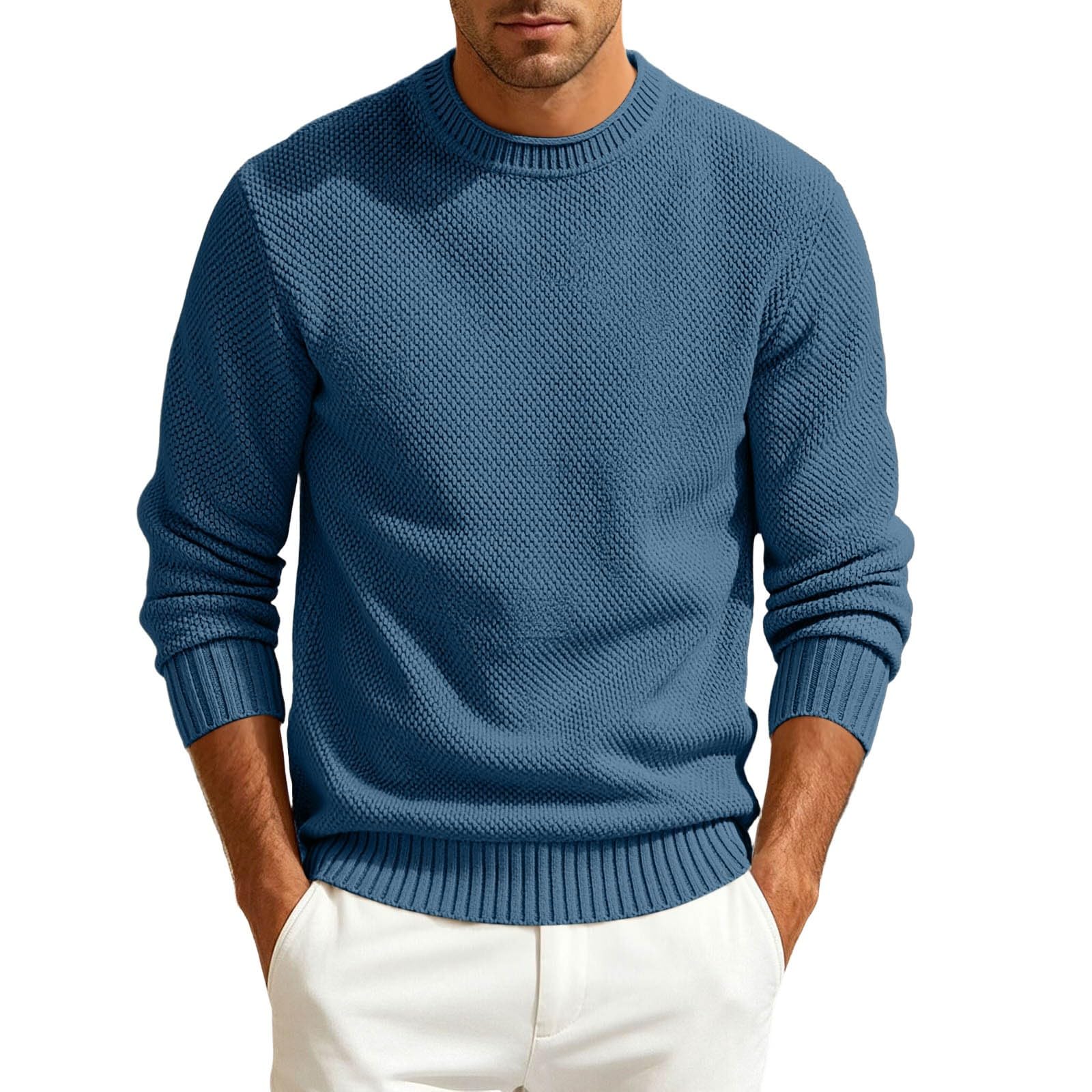 Suéter Punto Cuello para Hombre, Abrigo Informal Manga Larga, para Invierno