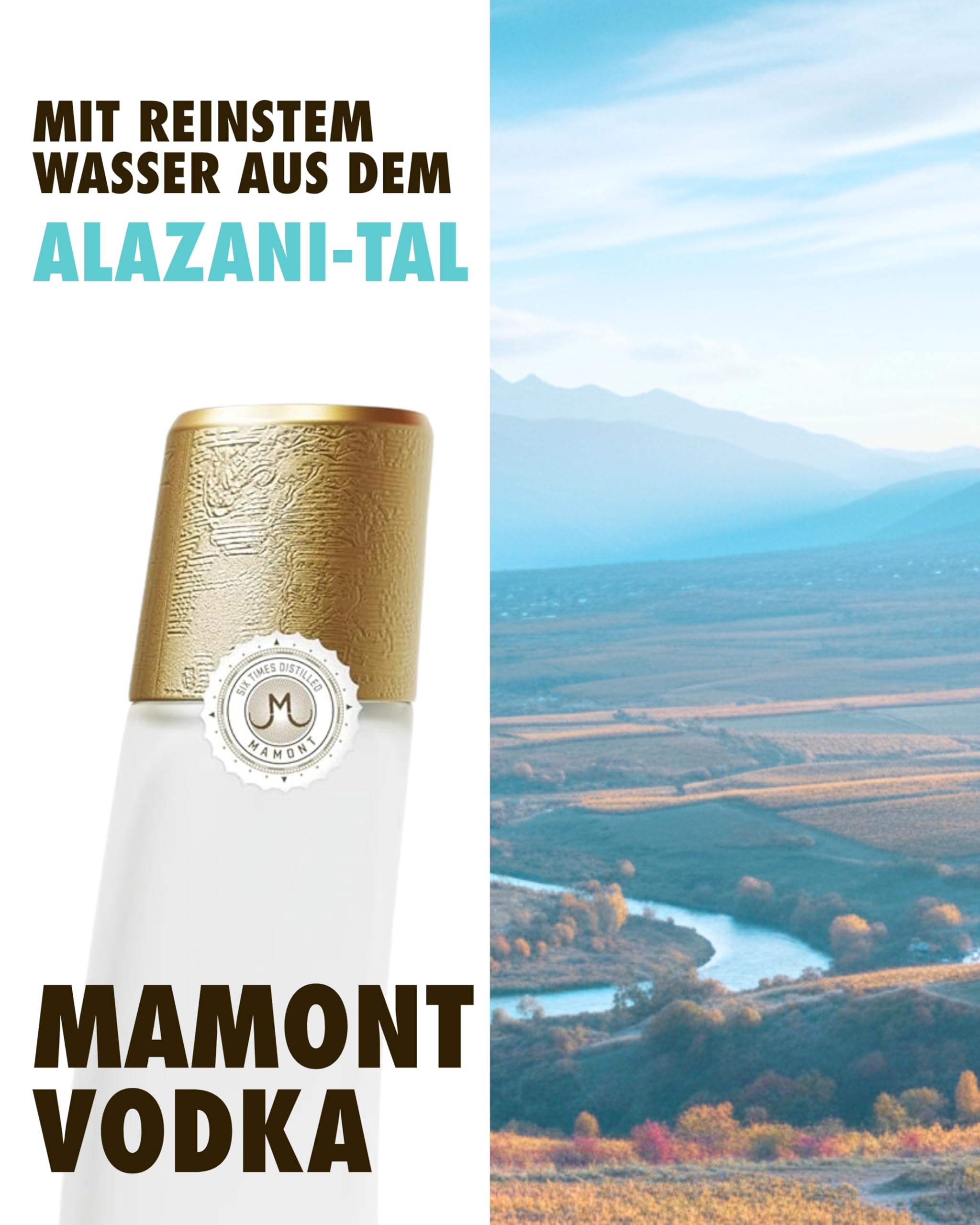 MAMONT Vodka 40% Vol. 700 ml Single Estate Georgien 6-fach destilliert Designflasche