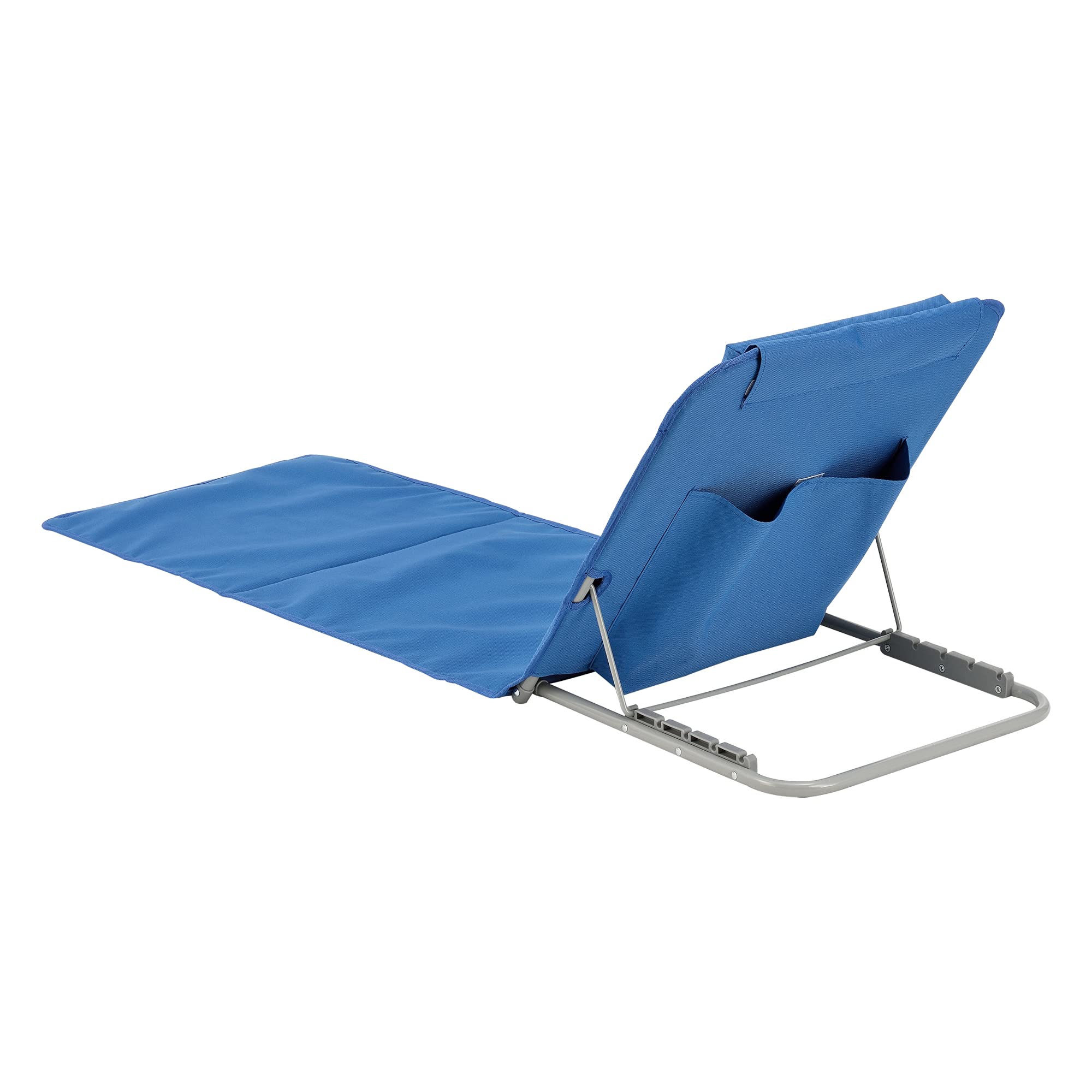 [en.casa] Set de 2 esterillas de Playa Donostia Tumbona Plegable con Cojín y Bolsa de Transporte Respaldo Reclinable en 5 Posiciones Lounge Tela/Acero 143 x 48 cm - Azul