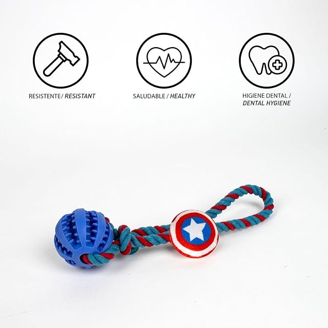 Foto 4 de 6 de Cerdá- Juguete para Perro Cuerda Avengers Capitan America 10.0 X 30.0 X 7.0 Cm (2800000714)