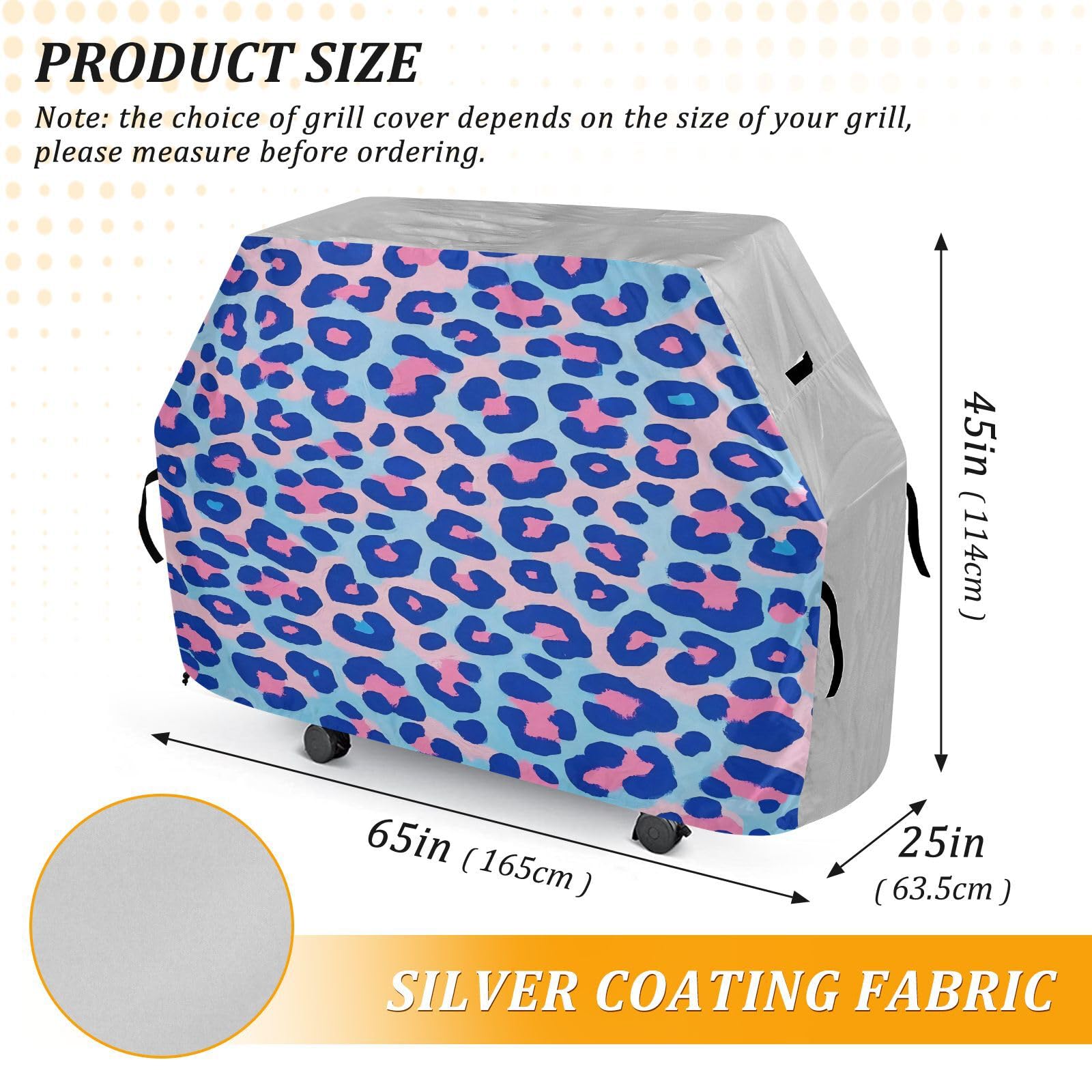 Fundas para ahumadores de 65 pulgadas resistentes anti-UV para exteriores con estampado de leopardo azul y rosa