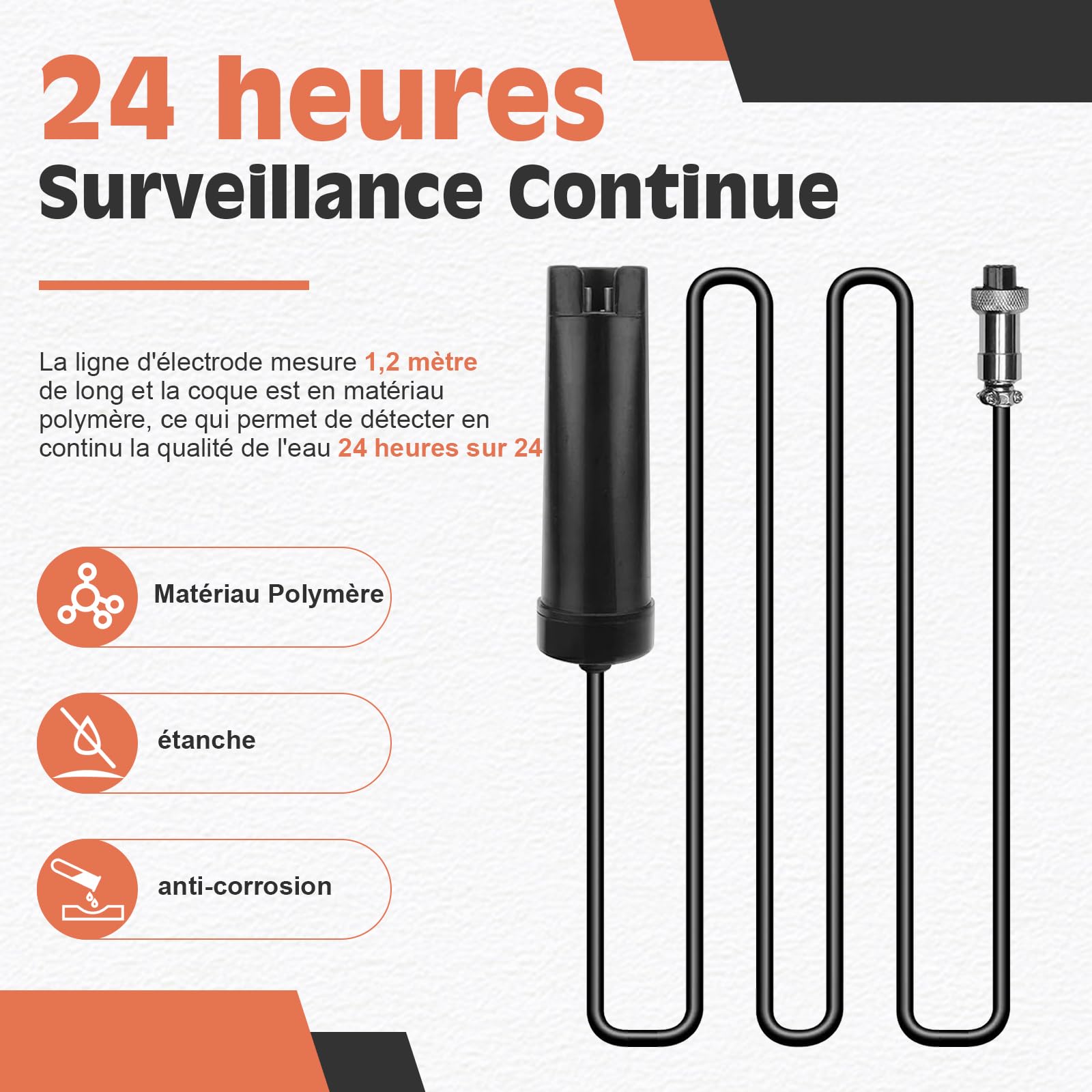 YINMIK Sonde de Rechange pour Moniteur de Sel pour Moniteur de Piscine au Sel YK-6E, Électrode de Rechange pour Moniteur de pH d'aquarium