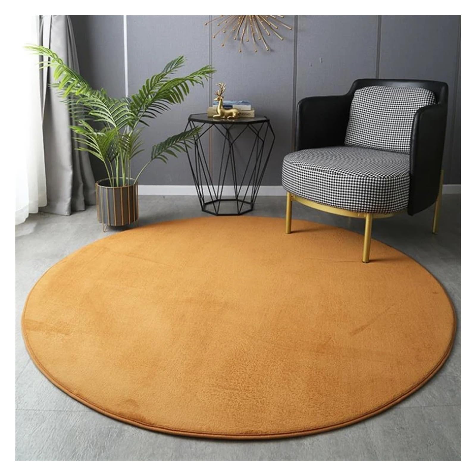 Tapis rampant pour enfants rond kaki 120cm en velours de corail