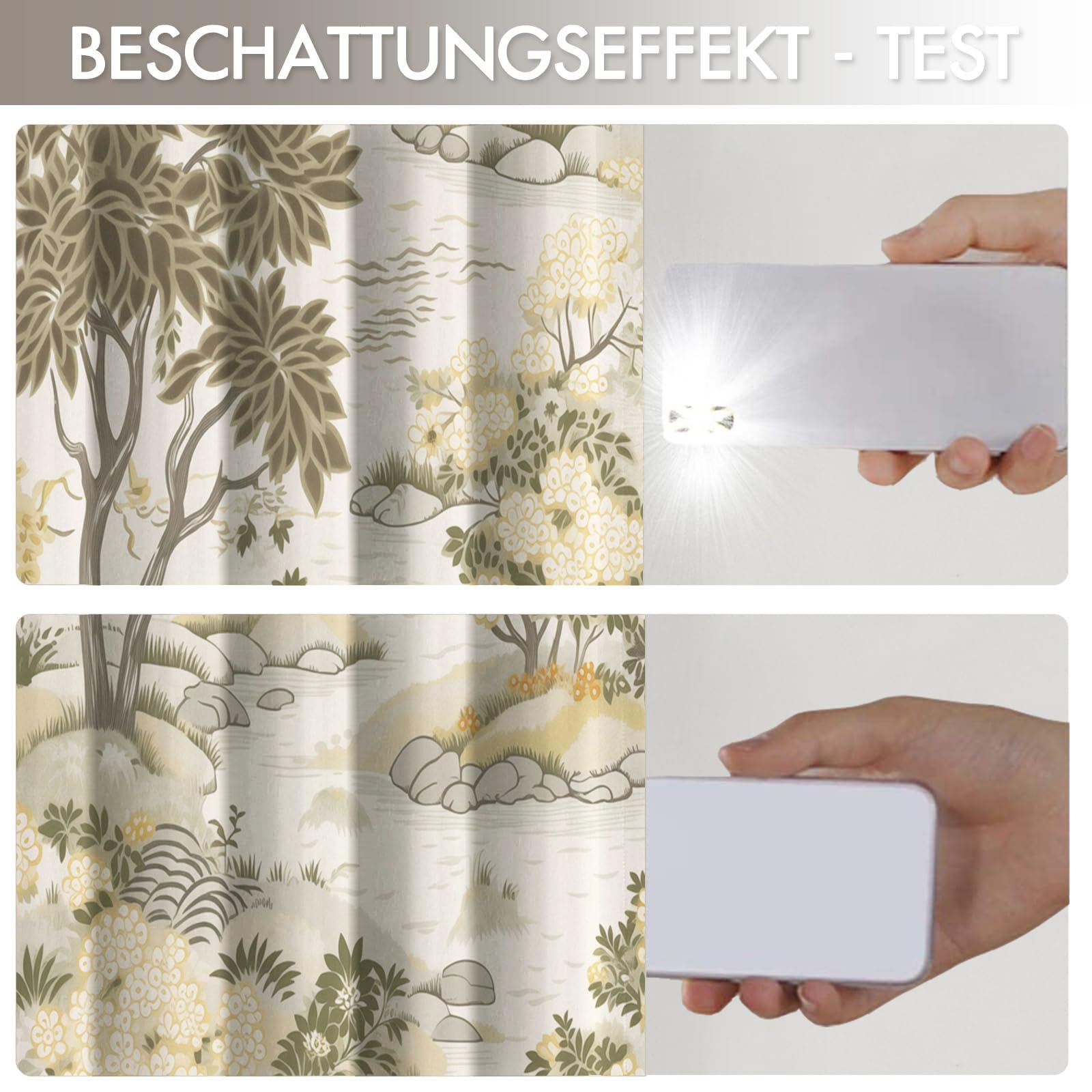 Rideau Occultants Paysage De Jardin Japonais Beige 140X160 Cm (Lxh) | Rideau Opaque Thermiques Plantes Élégantes Rivières Pour Chambre D'Enfant, Lot De 2 Draperies Intérieurs À Oeillets
