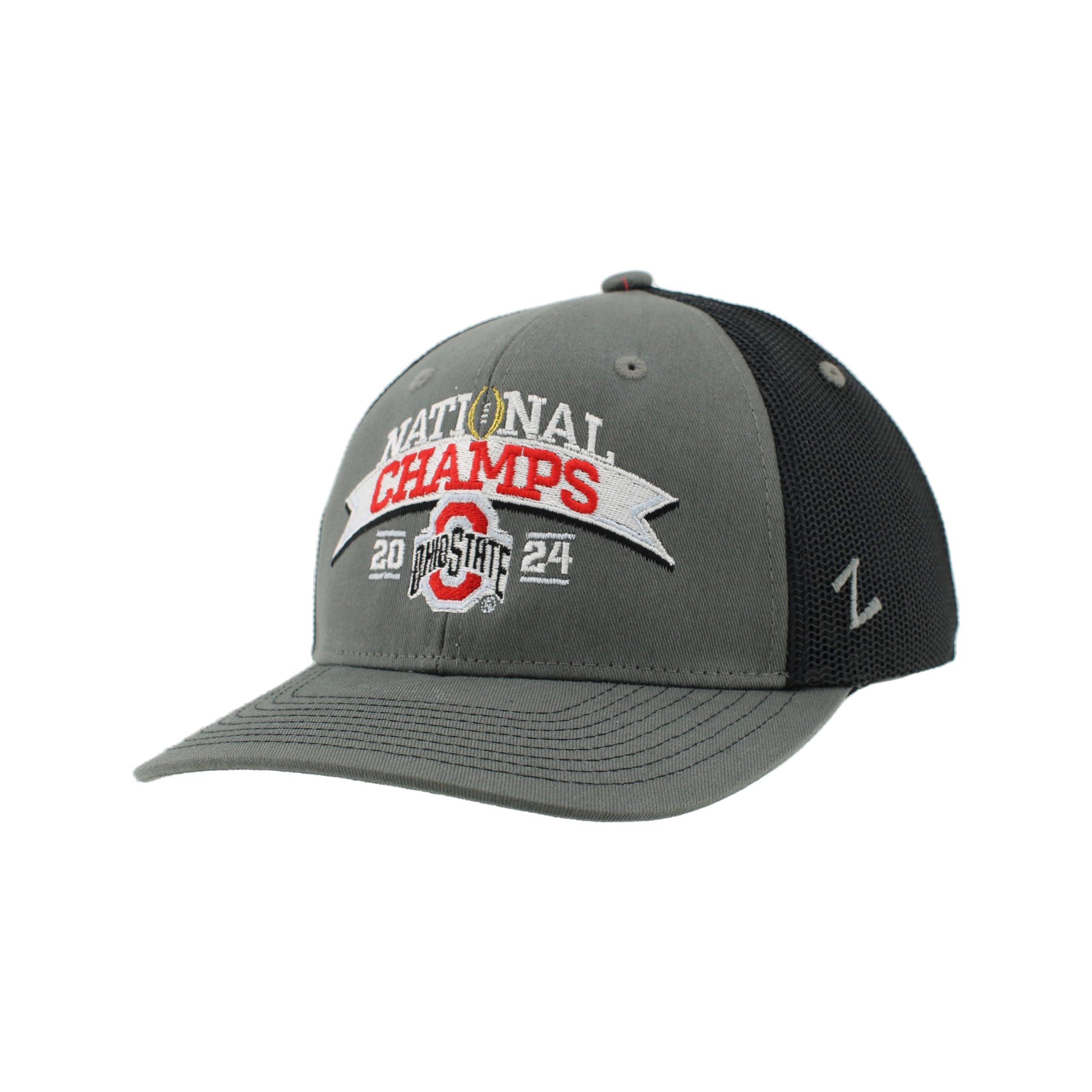 ZHATS Standard Ohio State Buckeyes National Champs 2024 Football Adjustable Snapback Hat Dakota Arch Officially Licensed, Grey