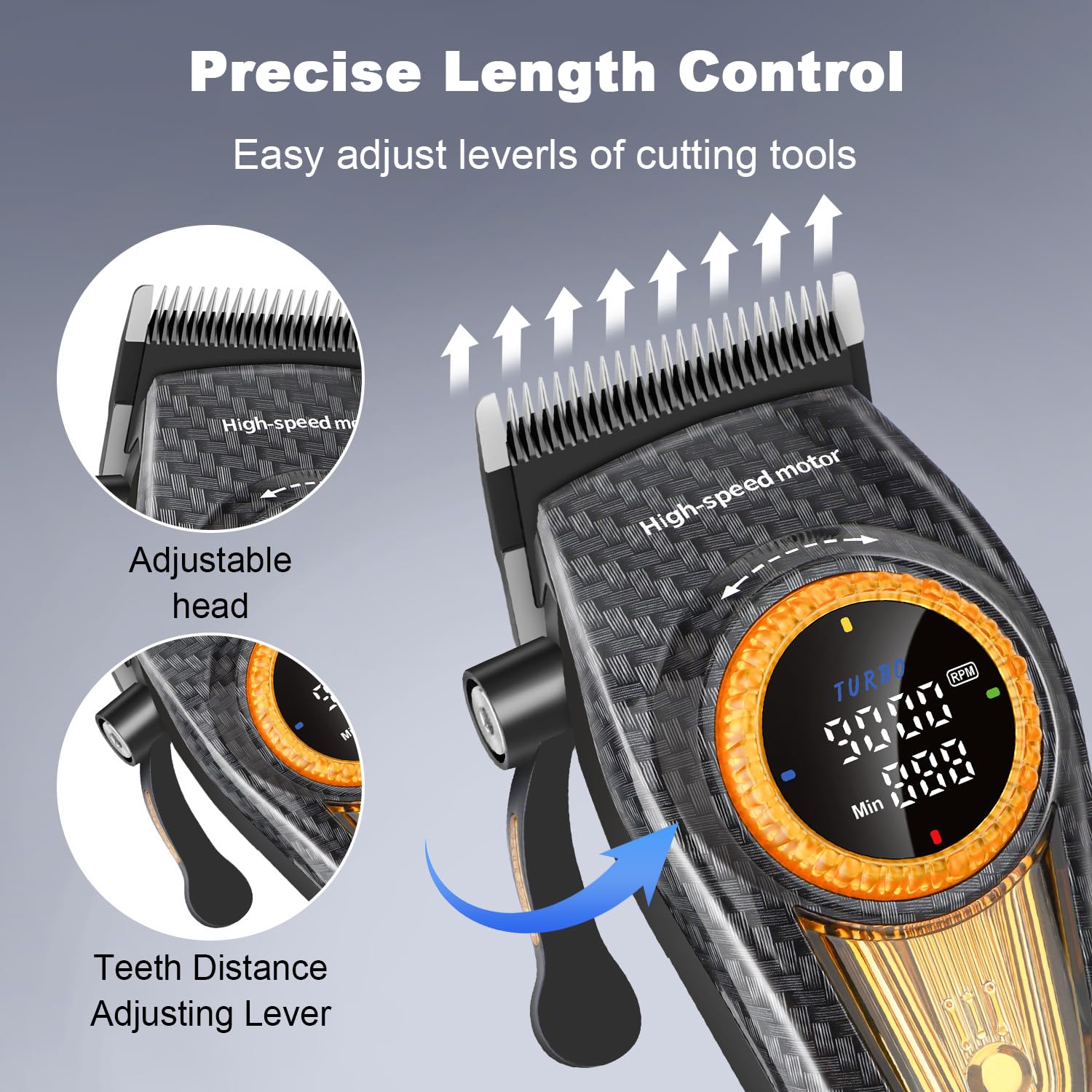 KEMEI 2242 Professional Hair Clippers for Men Electric Cordless Hair Cutting Machine Barber Clippers, DLC Blades - Image 3
