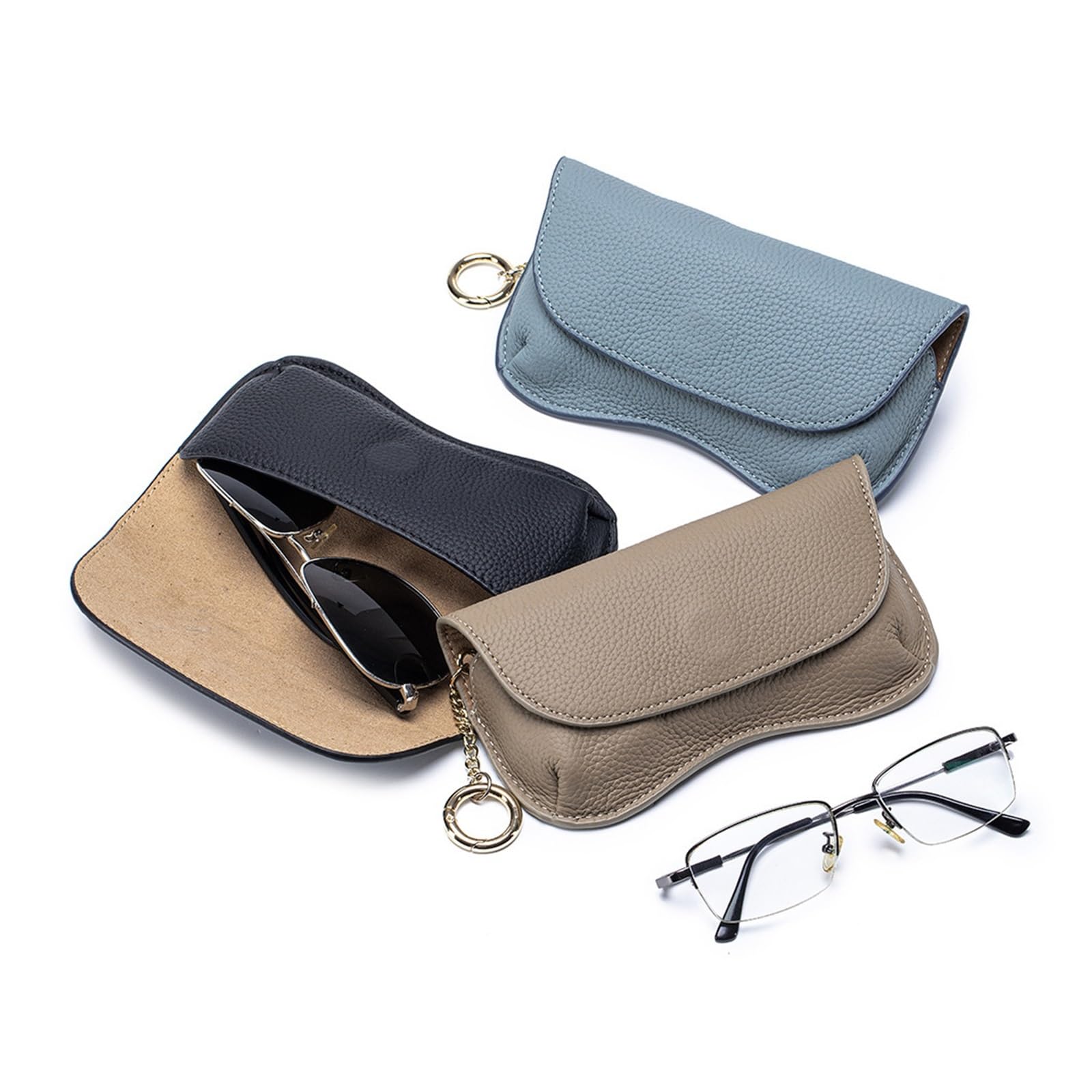 Étui de Luxe en Cuir véritable for Lunettes de Soleil, 1 pièce, Coque de Voyage Simple, Pochette de Protection Solaire à clapet, Sac à Lunettes(Chocolate)