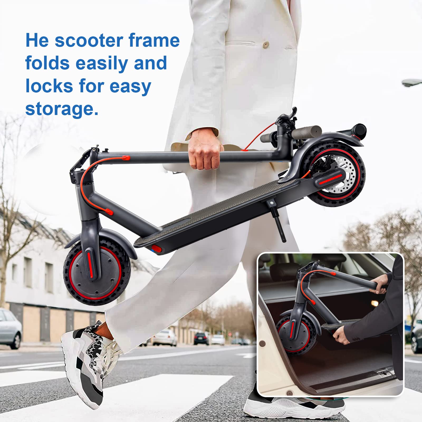 8,5" Monopattino elettrico pieghevole in lega di alluminio Connettività App legale per strada inclusa funzione di blocco Carico, 30Km di Autonomia, Batteria 387 Wh, Carico Massimo 120KG