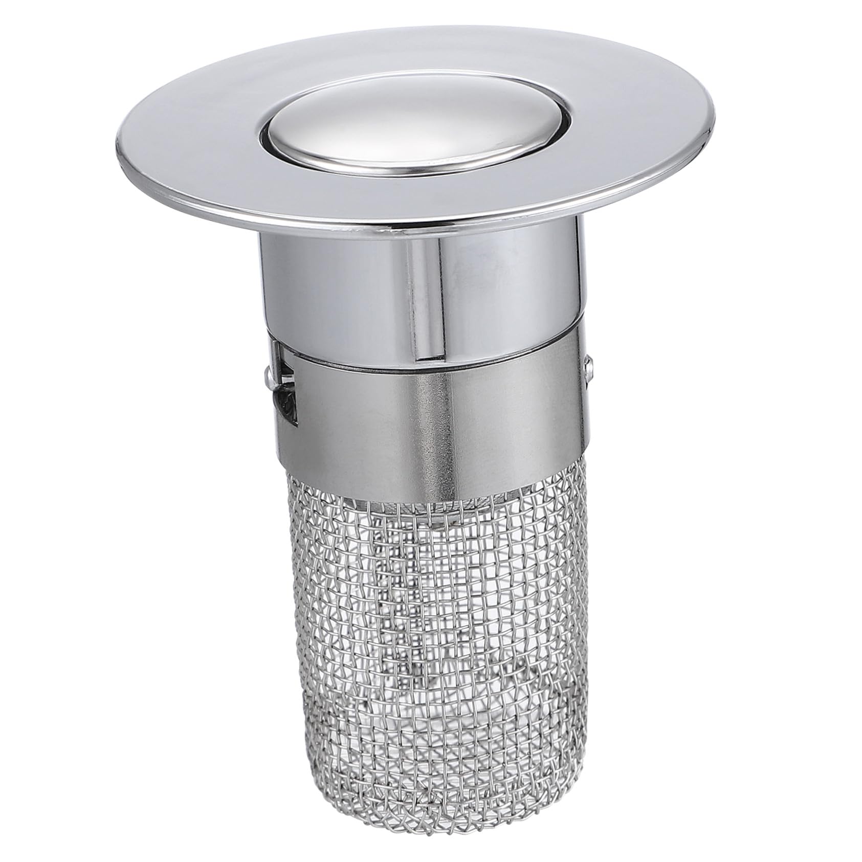 Bouchon de vidange lavabo pressable avec tamis de salle de bain en inox