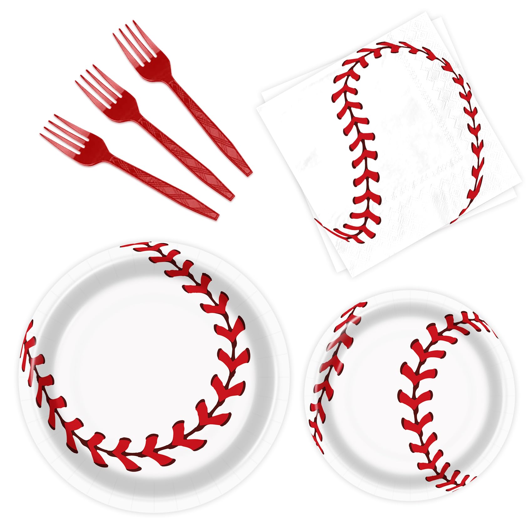 BQK 96 Pcs Baseball Birthday Party Supplies Including Plates, Napkins, Forks & Party Favors