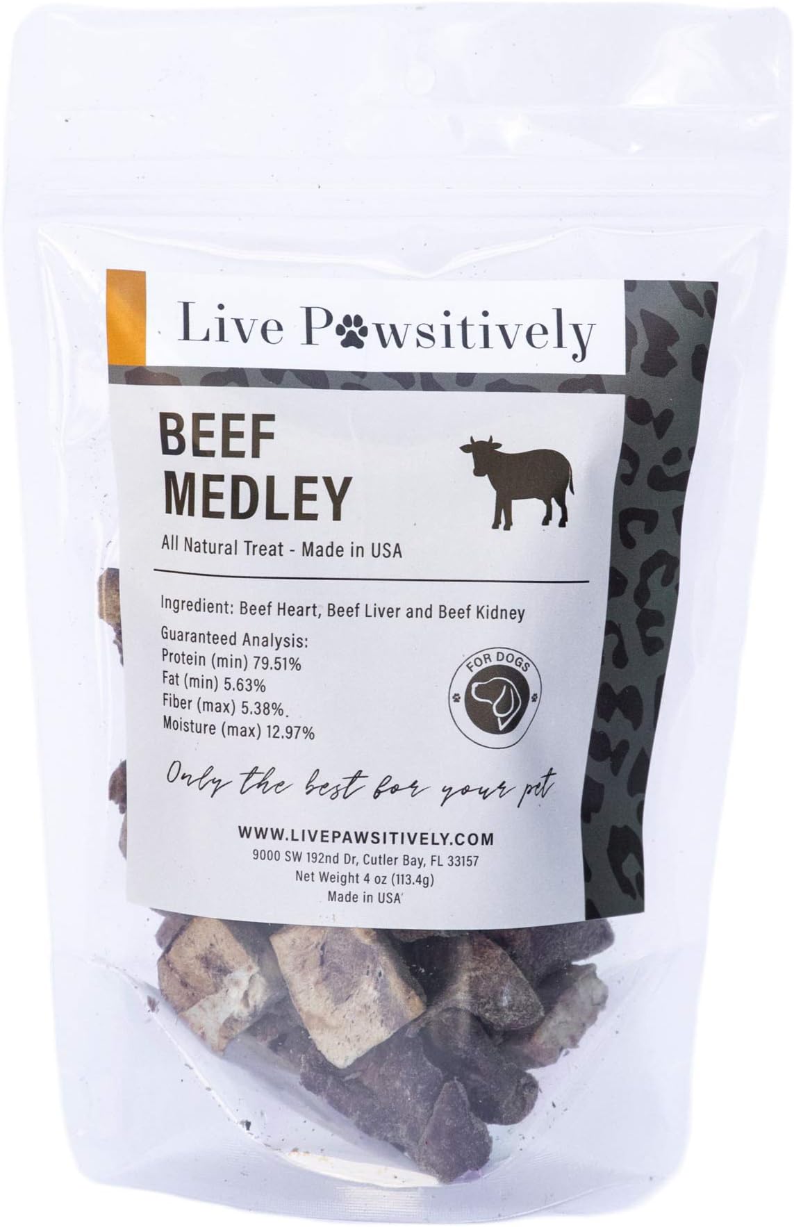 All-Natural Treat for Dogs & Cats, Single Ingredient, Picky Eaters, Grain & Gluten Free, Freeze Dried Beef Hearts, Beef Liver, & Beef Kidney, No Preservatives, Made in USA
