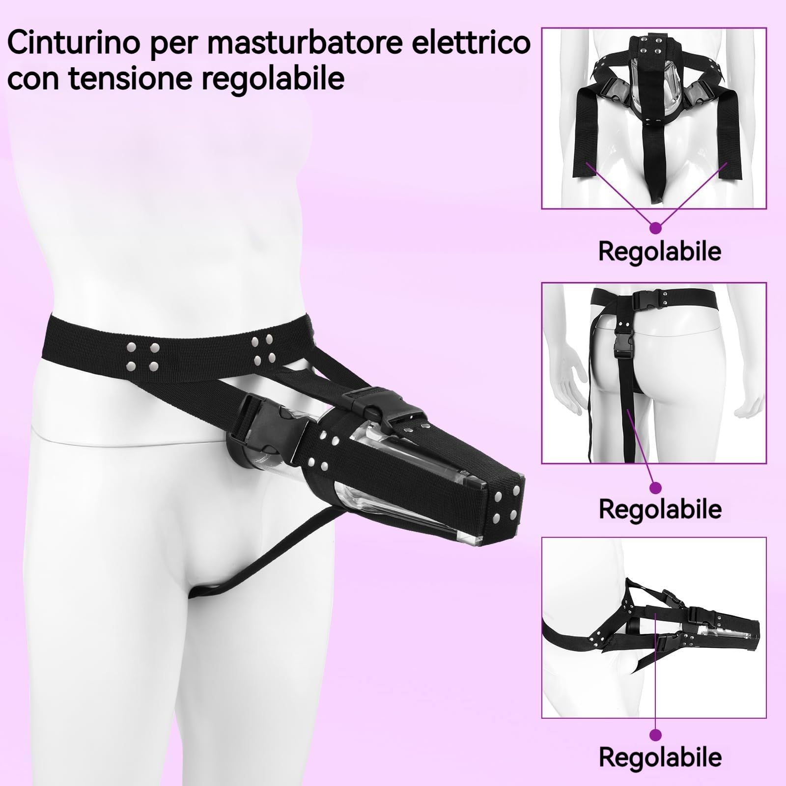 Cintura Regolabile per Masturbatore Maschile Elettrico, Imbracatura Compatibile con Coppa per il Piacere, Supporto con Fascia per Uso Solitario (Grande)