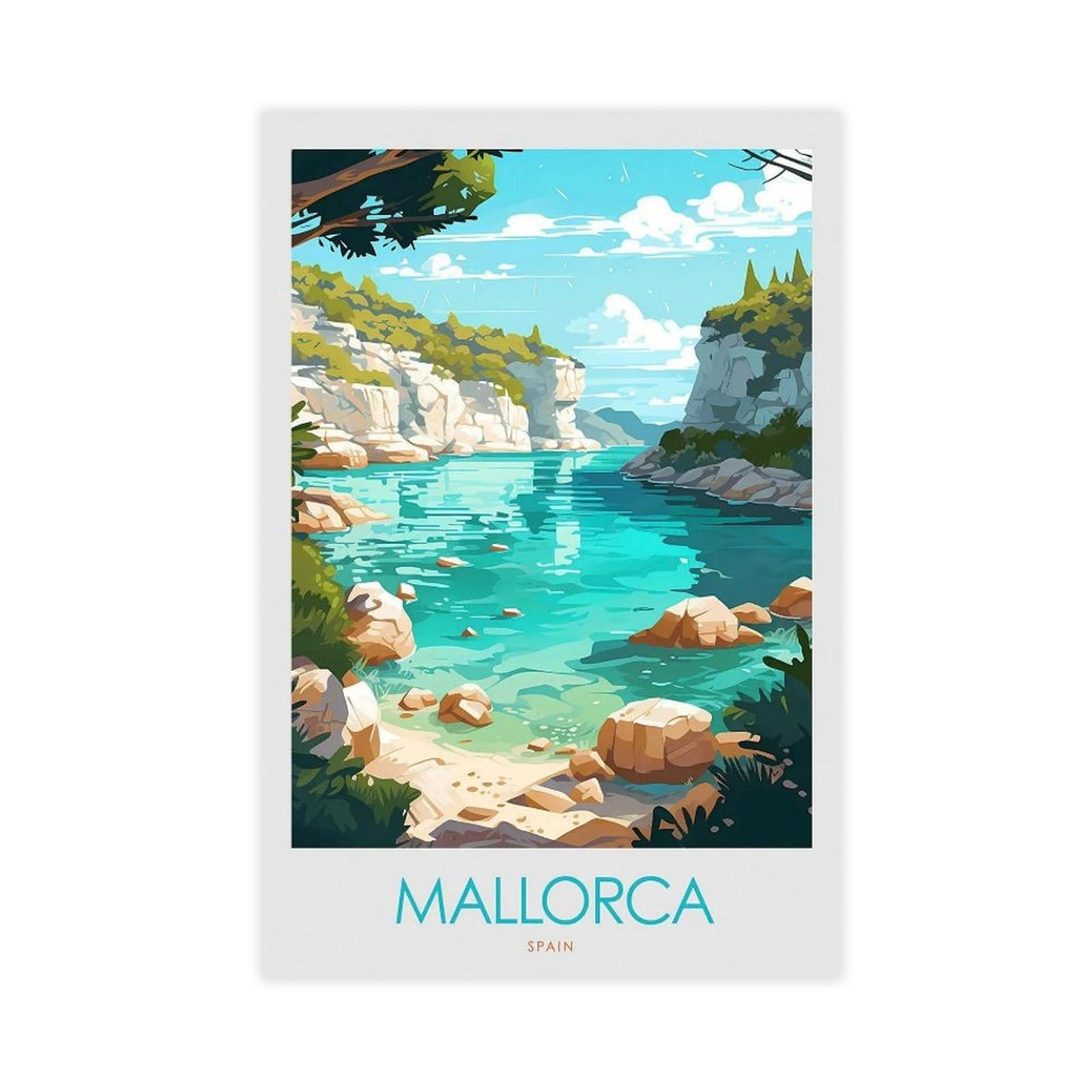 QOGDAF Mallorca Majorca Spain Canvas Poster Wall Art Decor Print Picture Paintings for Living Room Bedroom Decoration 08x12inch(20x30cm)