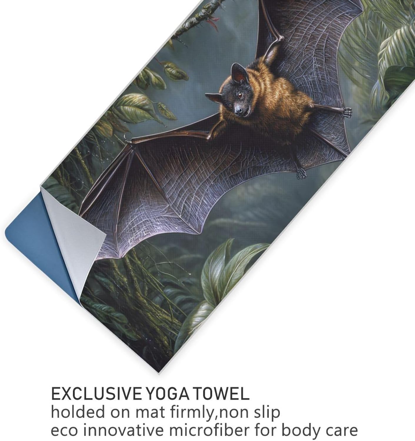 Bat Forest Hot Yoga Towel – Stylish, Non-Slip, Grip Dots, Super Absorbent, 27" x 73" - Yoga Mat Towels for Exercise, Fitness