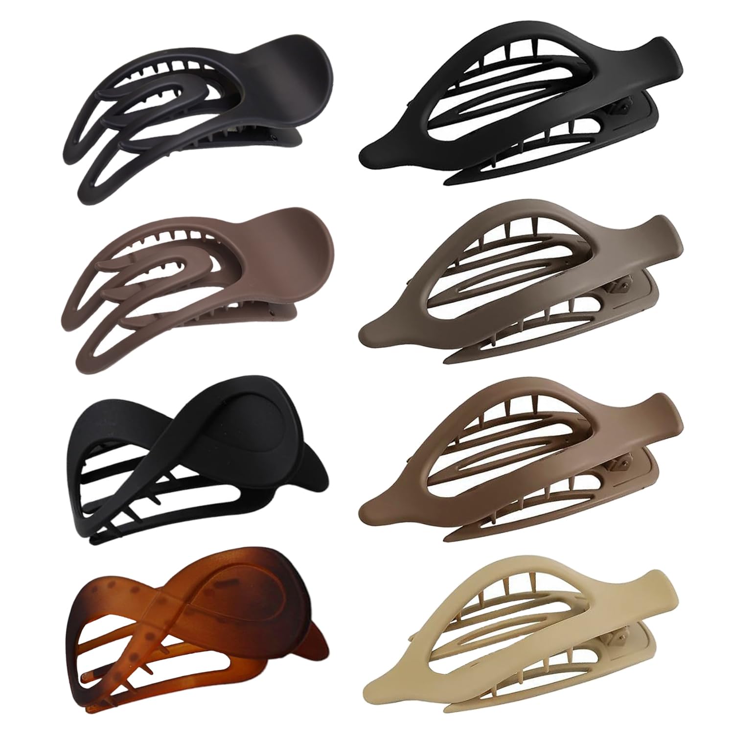SYEYCW 8 Pcs Hair Claw Clips Women, 3 Styles Flat Hair Clips, Strong Hold Non-Slip Grip Hair Claws