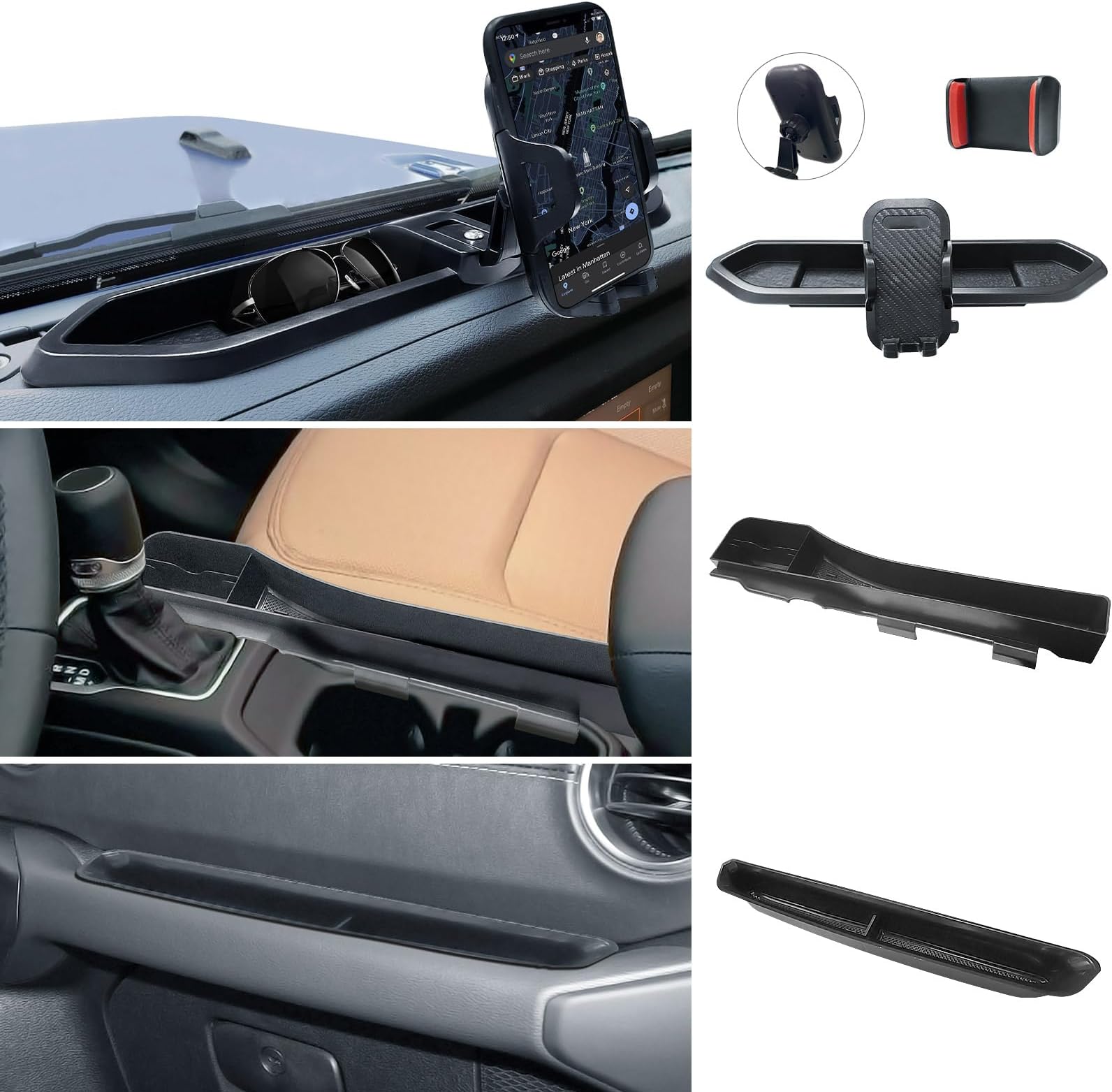 J Y Duo 3PCS for Jeep Wrangler Accessories with Phone Mount