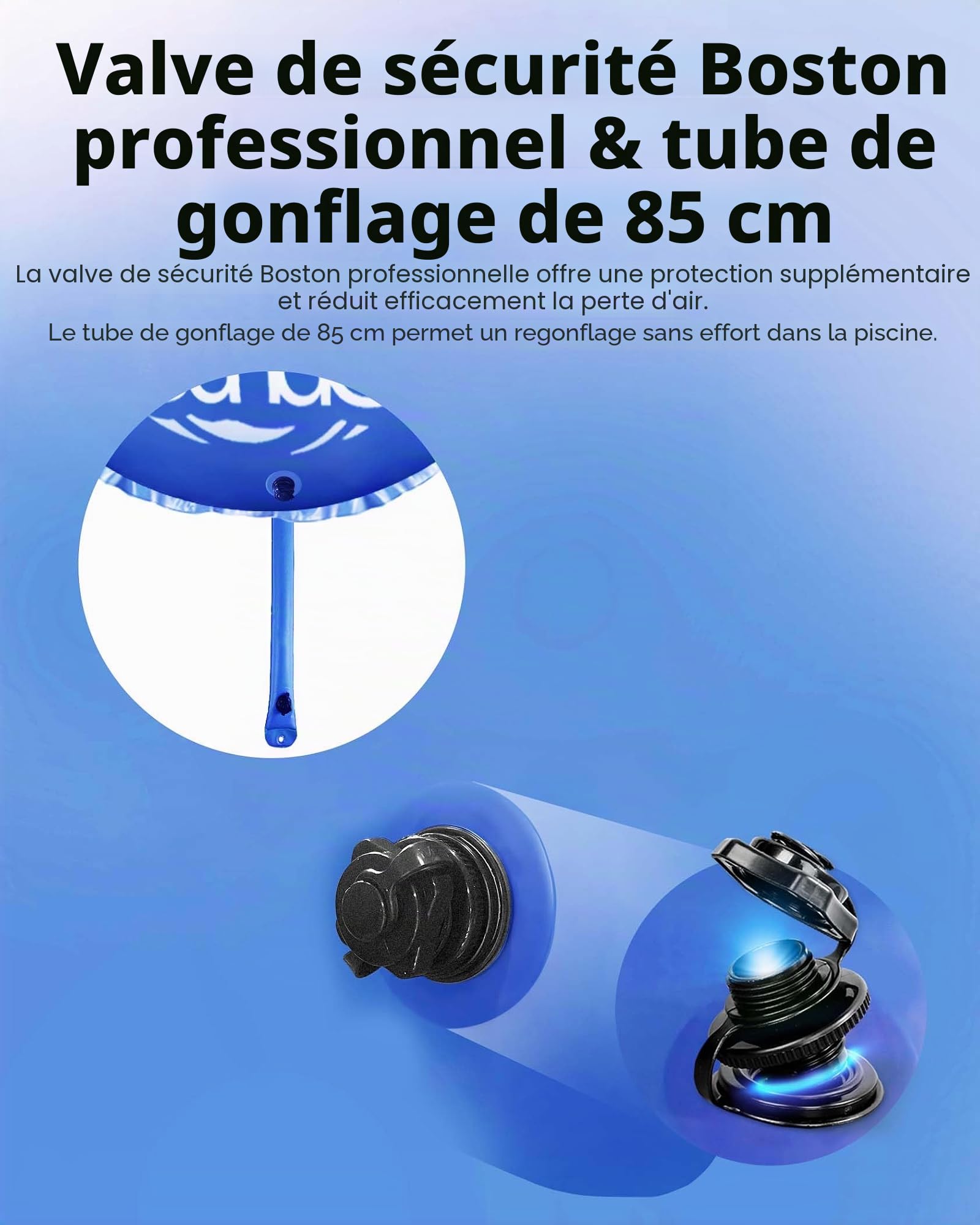FoundGo Coussin de piscine gonflable [XXL Ø 4 m 0,4 mm] Coussin d'air ultra épais pour piscine - Coussin gonflable pour l'hiver - Avec valve de regonflage pour piscine - Avec 2 bobines de corde et 4