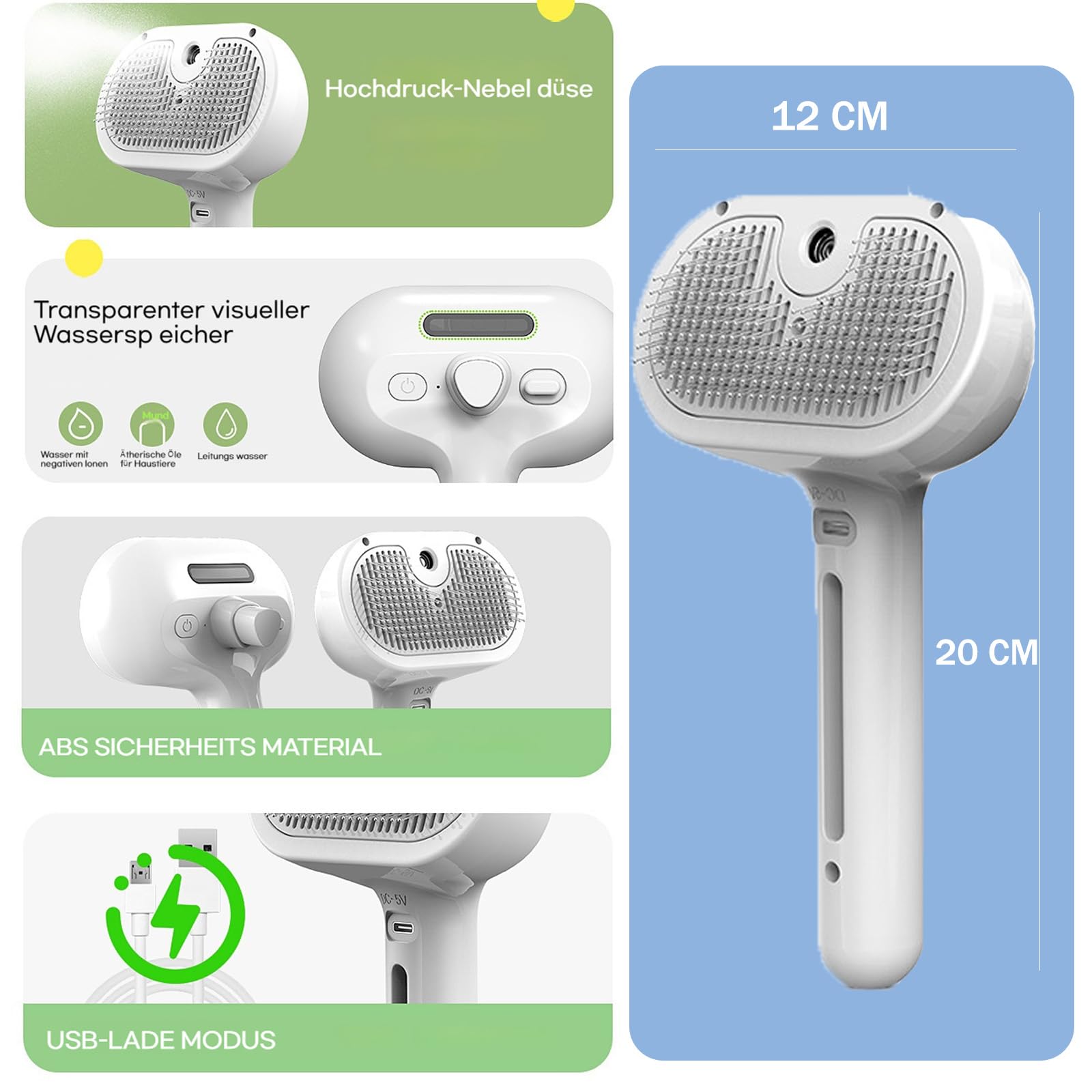 3-In-1 Fellbürste Mit Sprühnebel, Katzenbürste Mit Dampf, 3-In-1 Haustier-Grooming-Dampfbürste, Entfernt Lose Haare, Mit Selbstreinigungsfunktion, Smoothing (2PCS-3)
