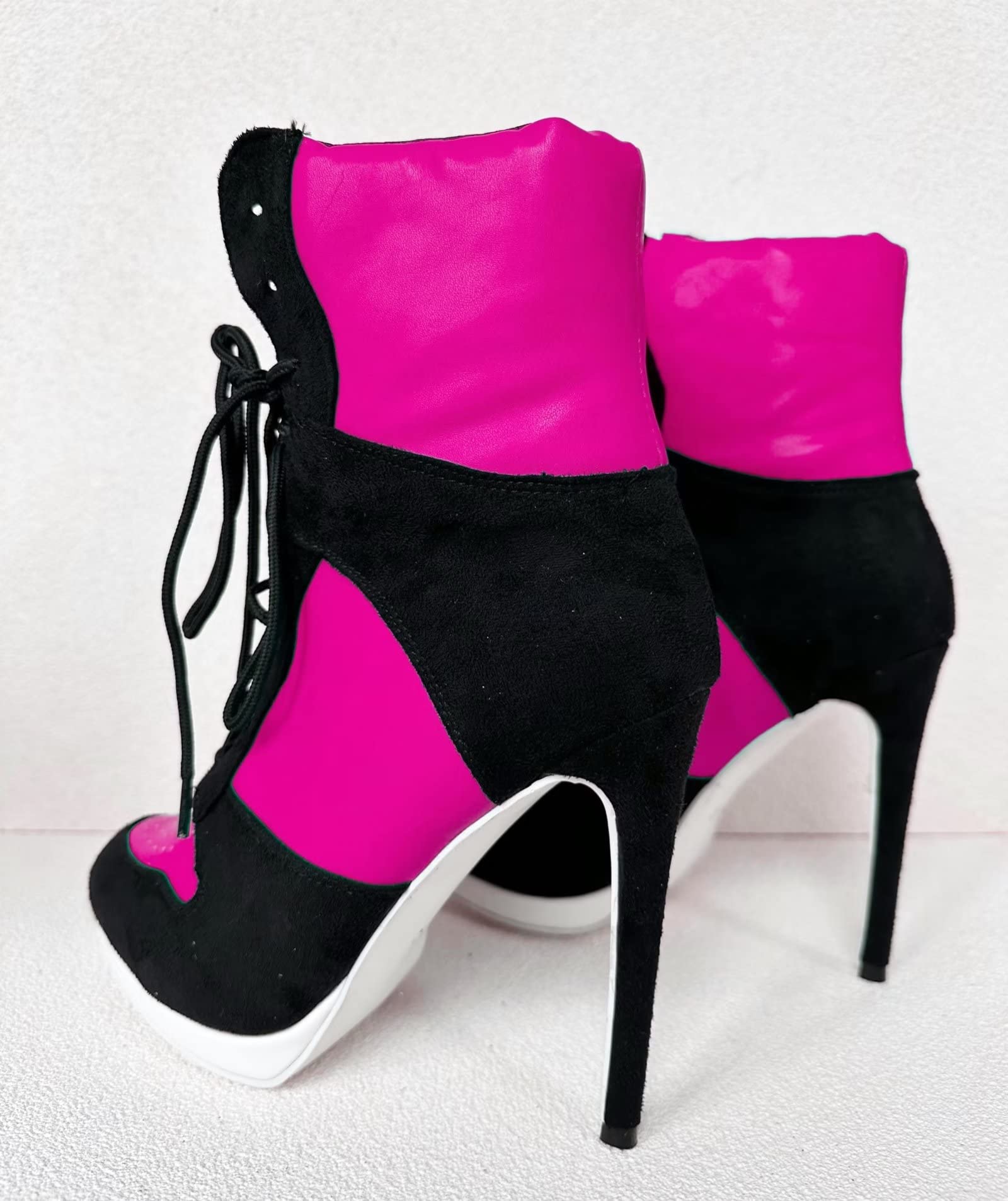 Frankie Hsu Stiletto Sport Basketball Bottines à talons hauts en daim noir classique blanc baskets bottines grandes tailles pour homme et femme