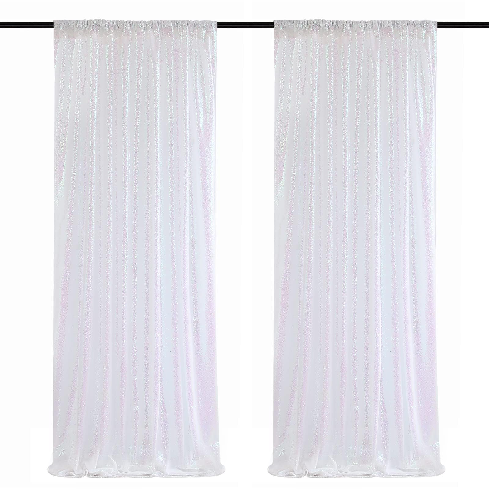 2 Pieces Gold Sequin Backdrop Curtain Panels Stage 2FTx8FT Party Wedding Background Drapes — view 14