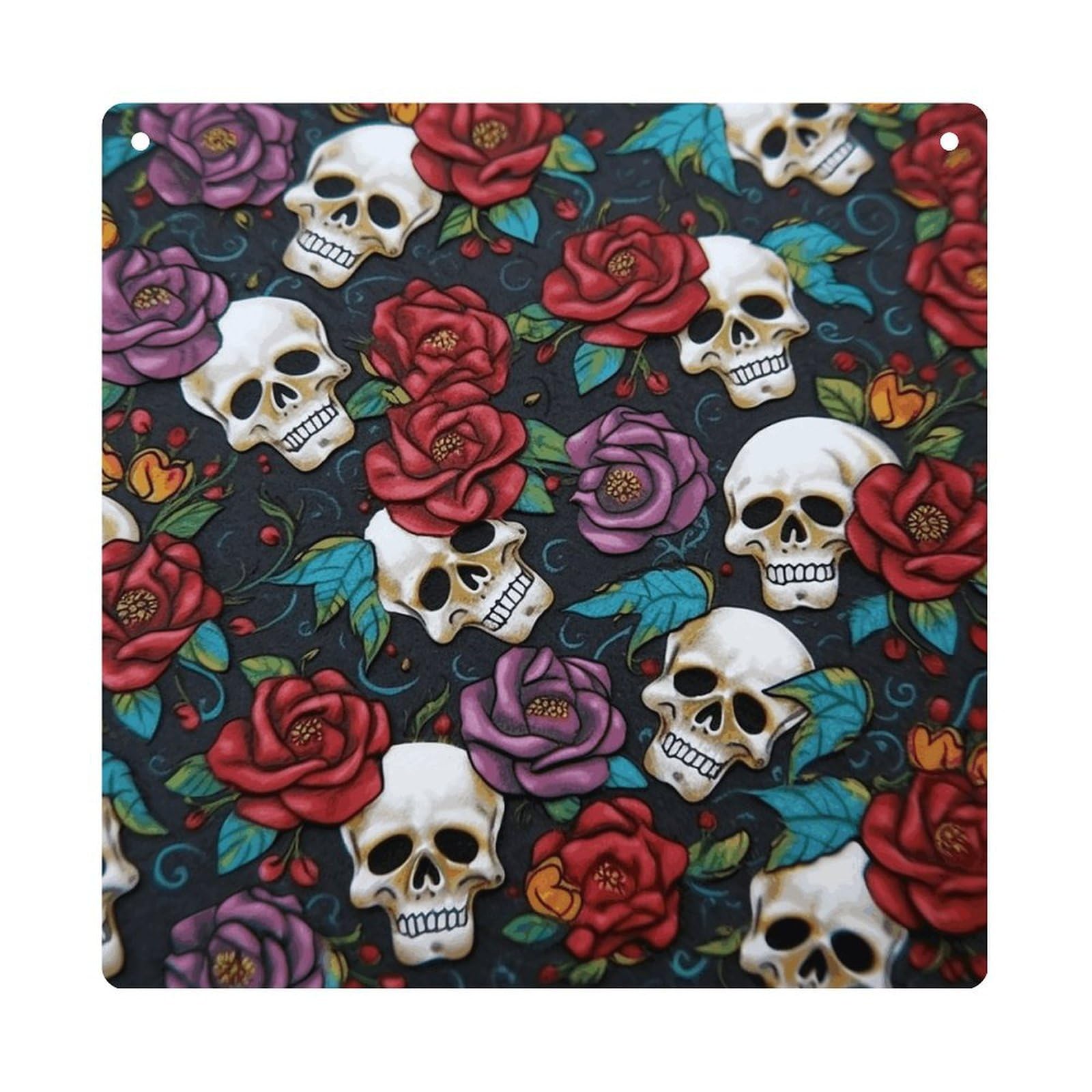 Adfgyerh Style Sugar Skull Flowers Hanging Ornaments Window Hanging Modern Acrylic Decor For Living Room Bedroom Dining Room Hallway Office Wall Decor, 8X8 In