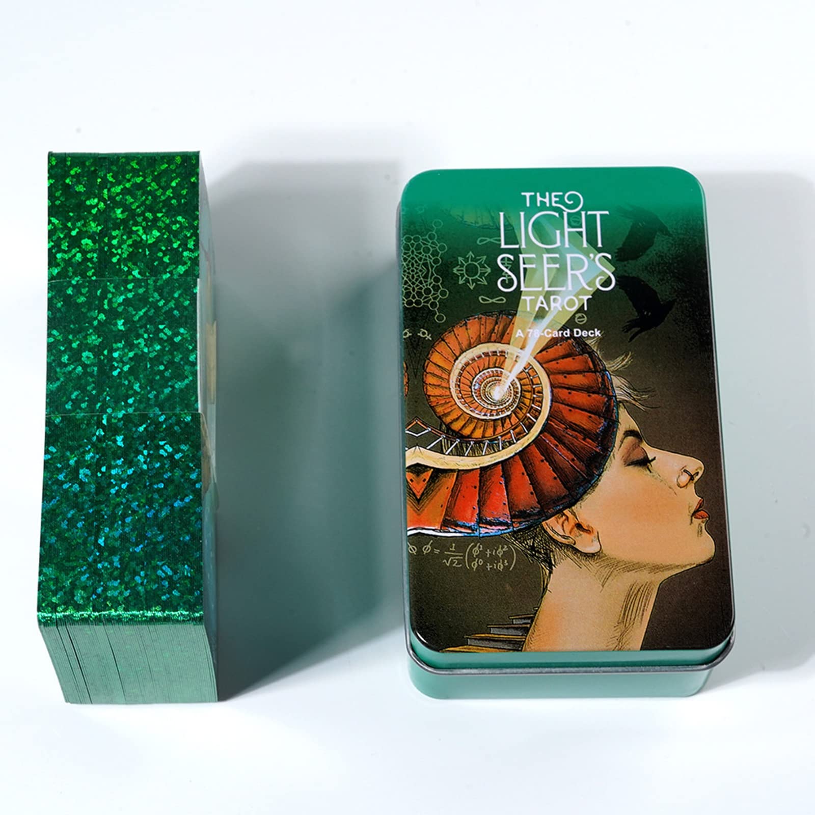 Las Cartas del Tarot de los videntes de la luz, 78 Piezas de baraja de Cartas del Tarot con Hoja de Oro en el Borde, Cartas de oráculo con guía y Caja de Metal para Principiantes
