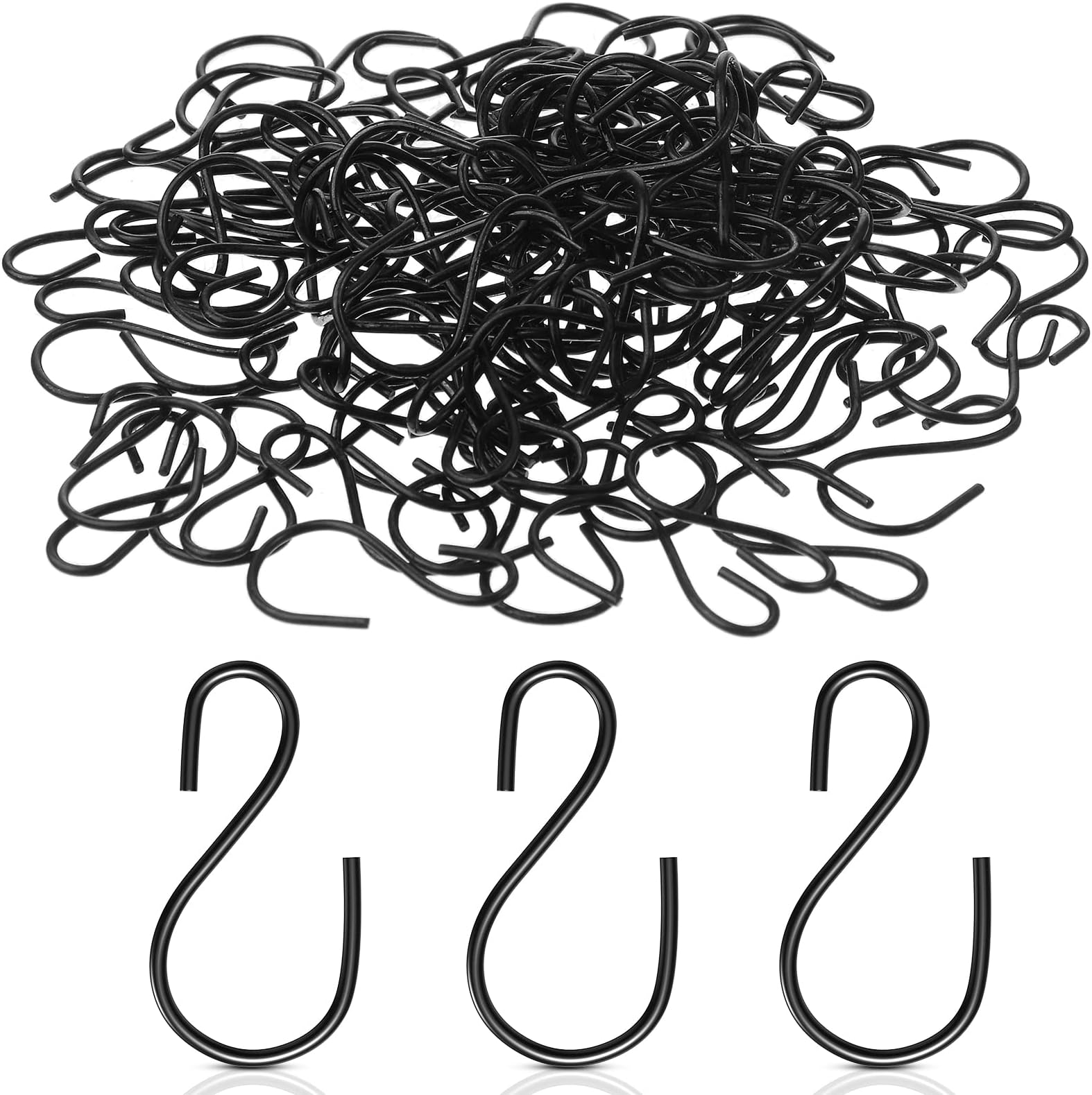 Sratte 120 Pcs Mini S Hook for Hanging 1 Inch Metal Hanging Hooks S Shaped Iron Wire Hangers Mini Ornament Storage Hangers for Irish Day Decor Pot Plant Jewelry Keychain (Black)