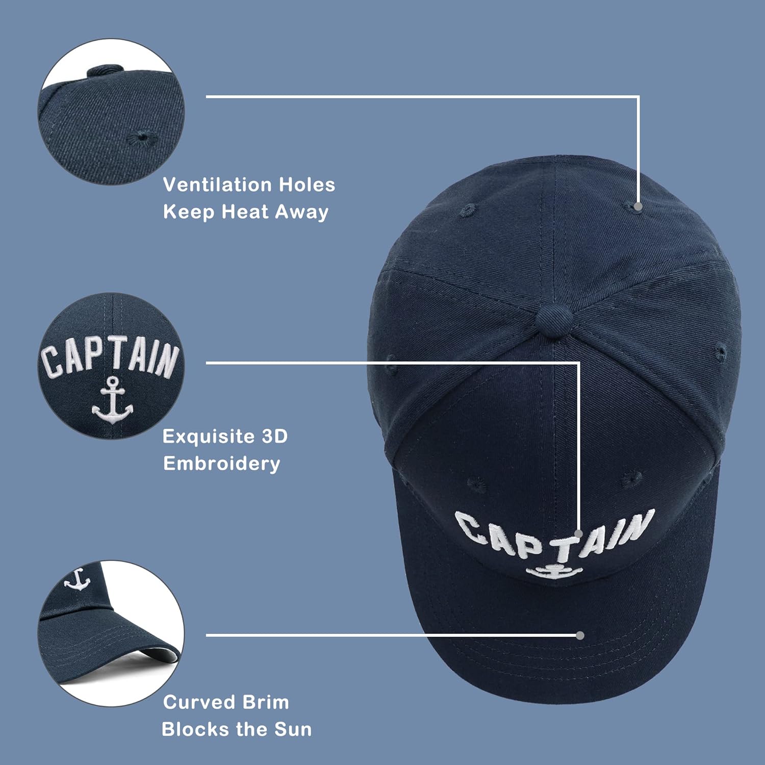 Outdoor Hat Captain Hats Hunting Hat Biggfoot Hat Mountain Baseball Cap Sailing Trucker Hat for Men Women - Image 5
