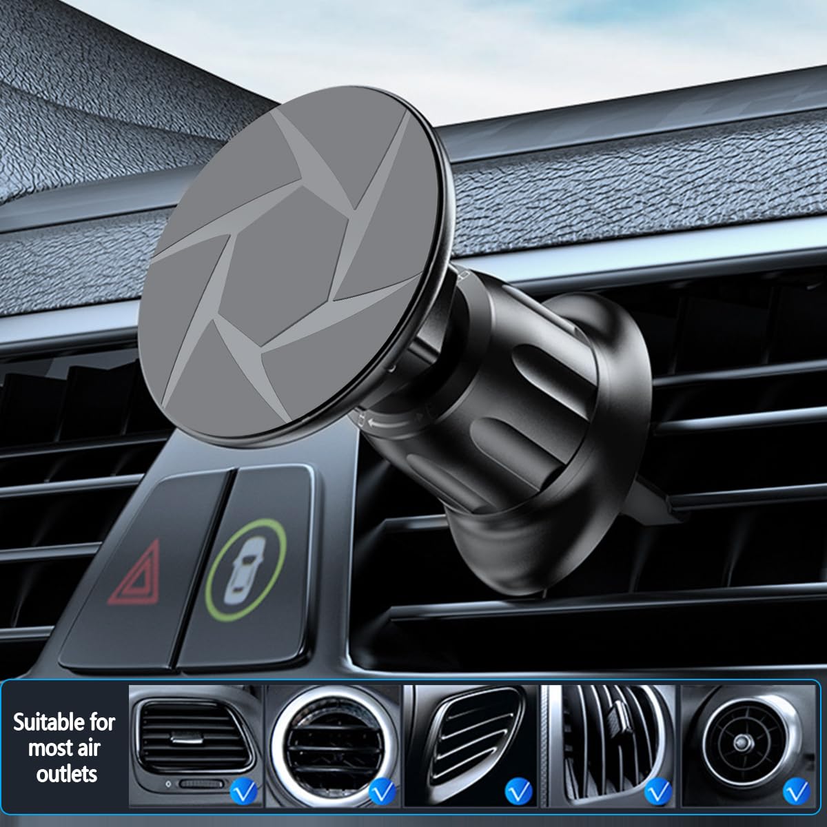 Mandark Soporte magnético para teléfono de coche, rotación de 360°, soporte para rejilla de ventilación automática, soporte para teléfono celular, accesorios universales para RV, SUV, camión