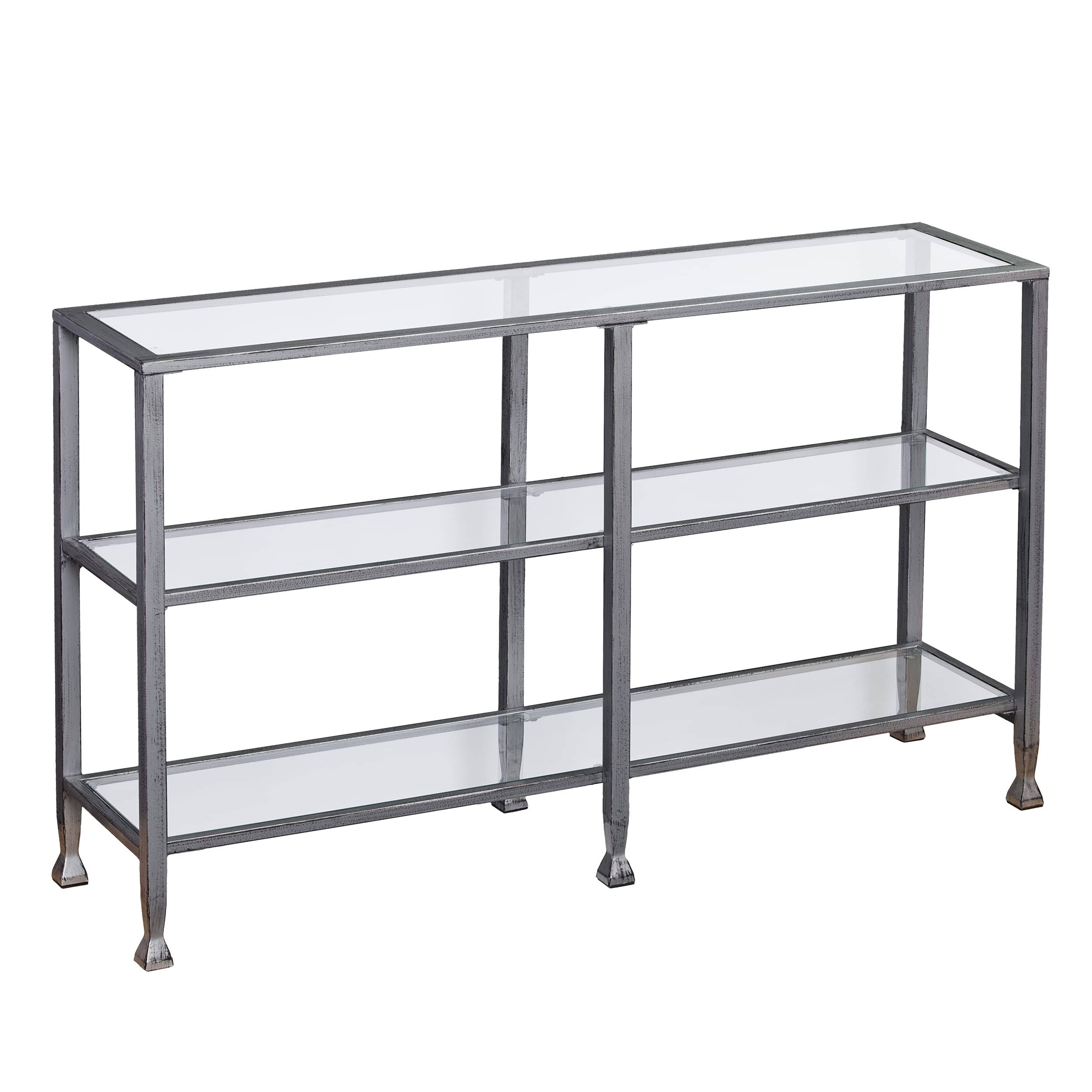 SEI FurnitureSouthern Enterprises Jaymes 3 Tier Glass Console Media Table, Silver Frame Finish