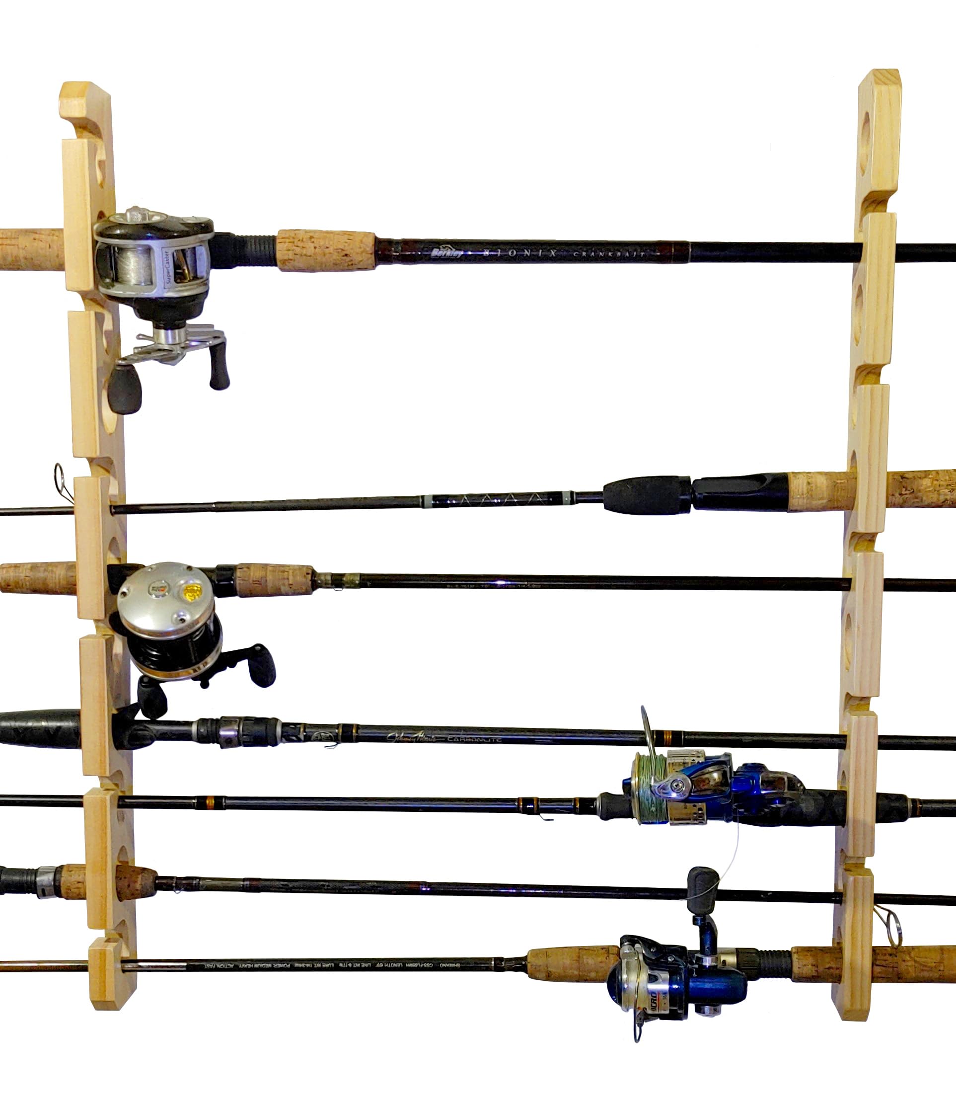Old Cedar Outfitters Solid Pine Fishing Rod Rack for Wall and Ceiling Storage (Wall/Ceiling) : Sports & Outdoors