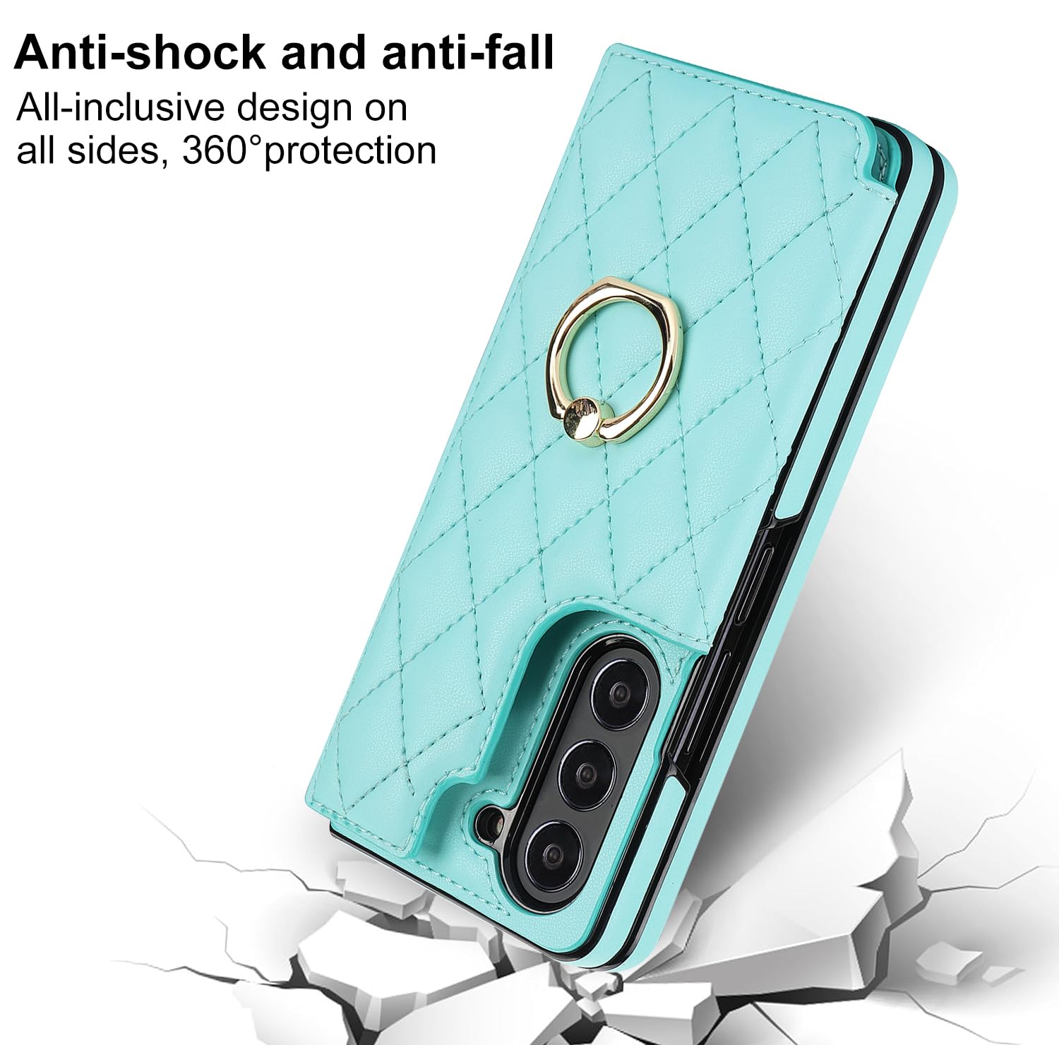 Etui portfelowe na telefon komórkowy Samsung Galaxy Z Fold 8 Ultra z pierścieniem i uchwytem na karty kredytowe, przegródka na gotówkę, luksusowe zapięcie magnetyczne ze skóry diamentowej