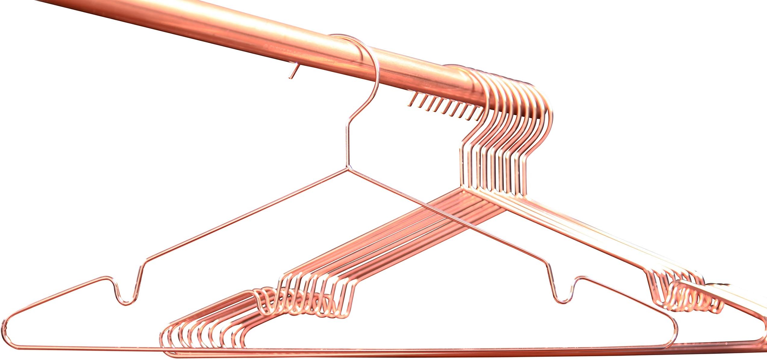 Clothes hanger copper / rose gold, glossy polished, fixed hook, set of 10 pieces. From Buy Emotions®