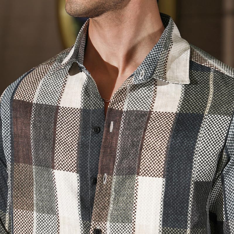 Image of CAHOOT Men's Oversized Shirt Casual Wear | Lapel Collar | Long Sleeve | Button Closure | Oversized Shirt Crafted with Comfort Fit for Everyday Wear