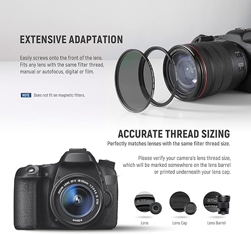 Miniatura 4 de Neewer Kit de anillo adaptador de filtro de lente de cámara de metal de 18 piezas, 9 piezas de anillo escalonado+9 piezas de anillo reductor