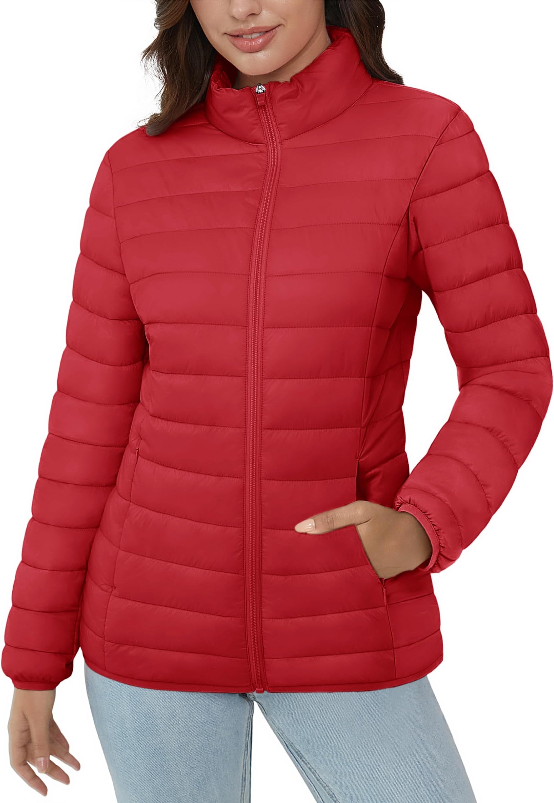 adidas red cropped puffer jacket