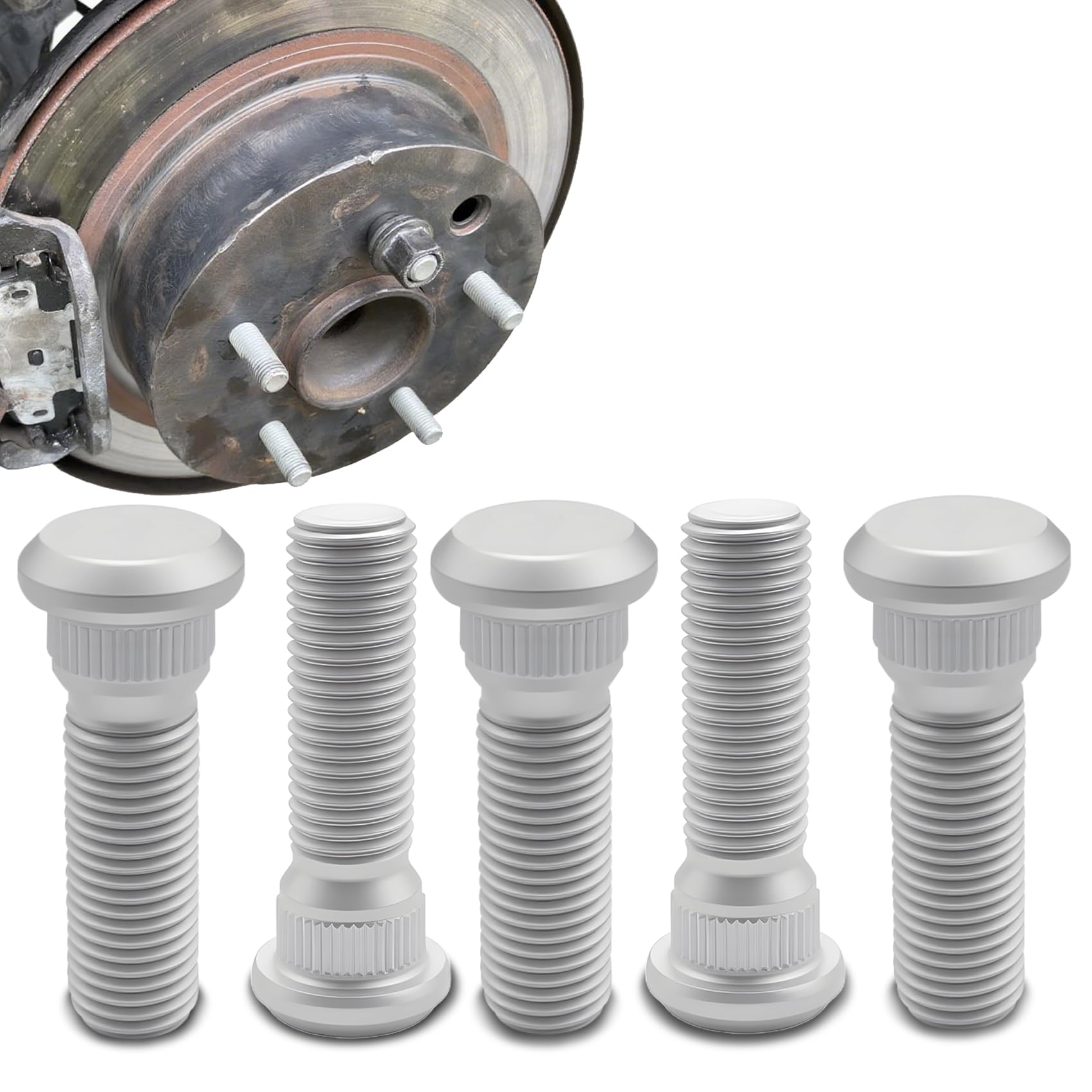 Eratus 5-Pack M12 X 1.5 Wheel Studs – 1.8” Length, Steel Tight-Fit Hub Bolts For Chevrolet & Lexus (Replaces 90942-02049 / 05009)