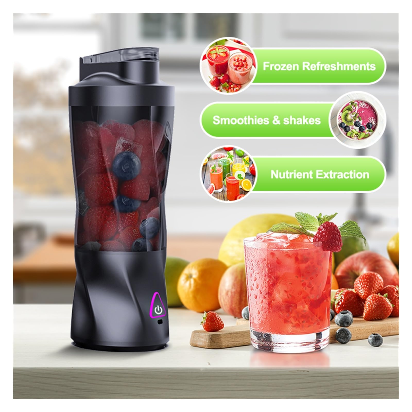 Compatibile con spremiagrumi elettrico portatile, frullatore for frutta fresca, 700 ml, multifunzionale, ricaricabile tramite USB, frullatore for frullati, tazza for miscelazione all'aperto