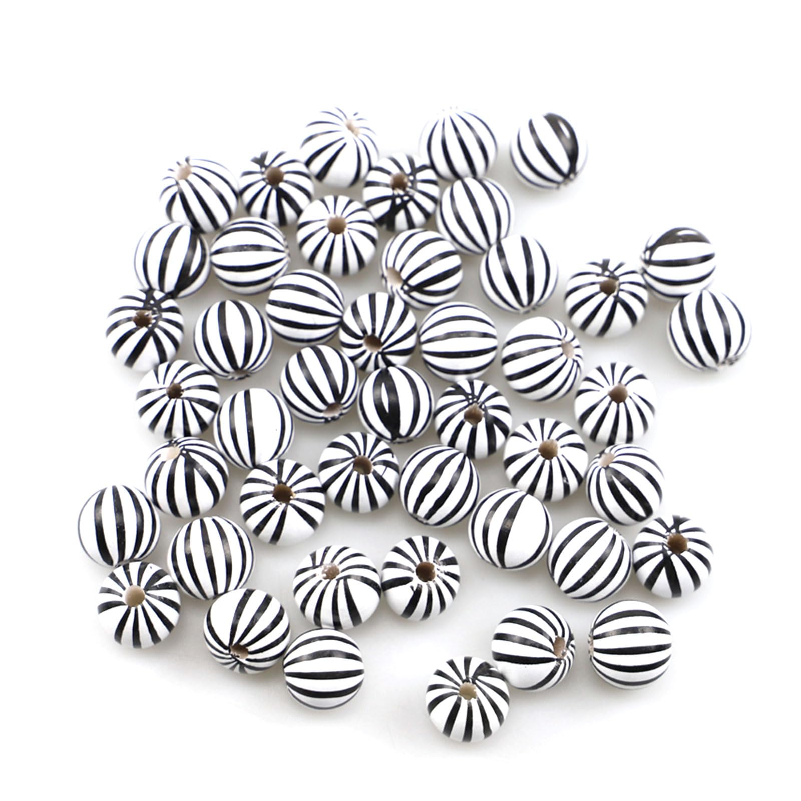 Tsophreniq 50pcs / lot 16mm Christmas Natural Wooden Beads Snowflakes Pattern Spacer Loose Beads for Jewelry Making Round Wood Balls with Hole for