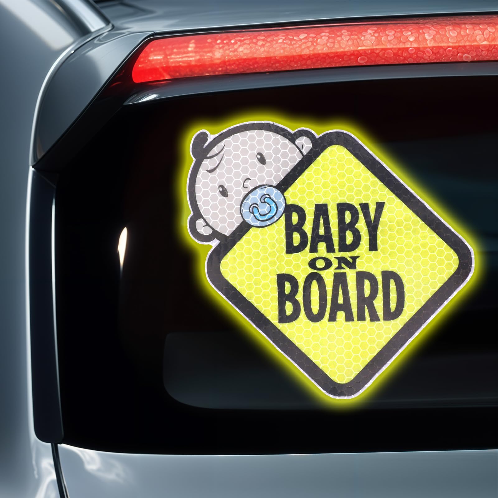 3 Pack Baby on Board Sticker for Cars Warning Signs, High Intensity Reflective Waterproof Vinyl Safety Car Signs