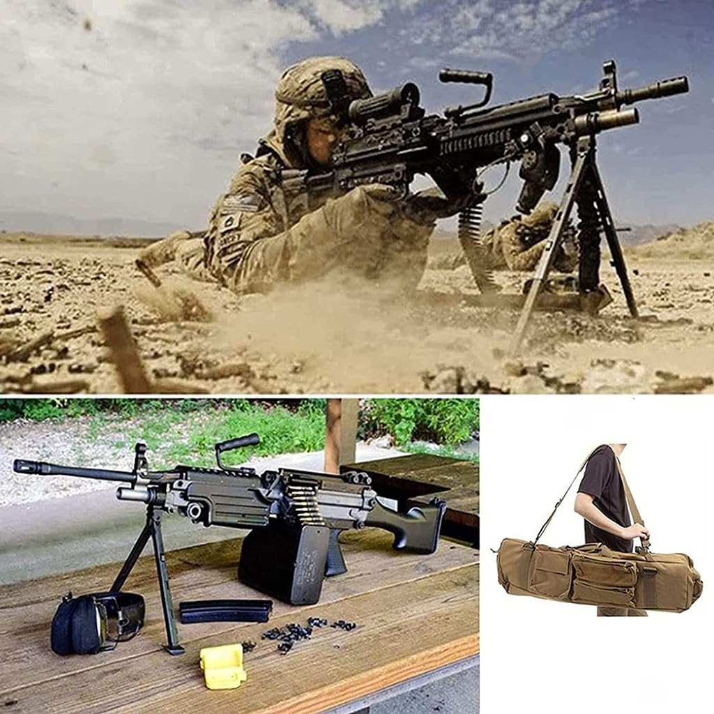 Bolsa Táctica Doble Larga para Rifle, Outdoor Bolsa De Pistola De Fusil M249 De 39 Pulgadas, Funda De Transporte CS Caza Tiro Paintball con Correa De Hombro Portátil