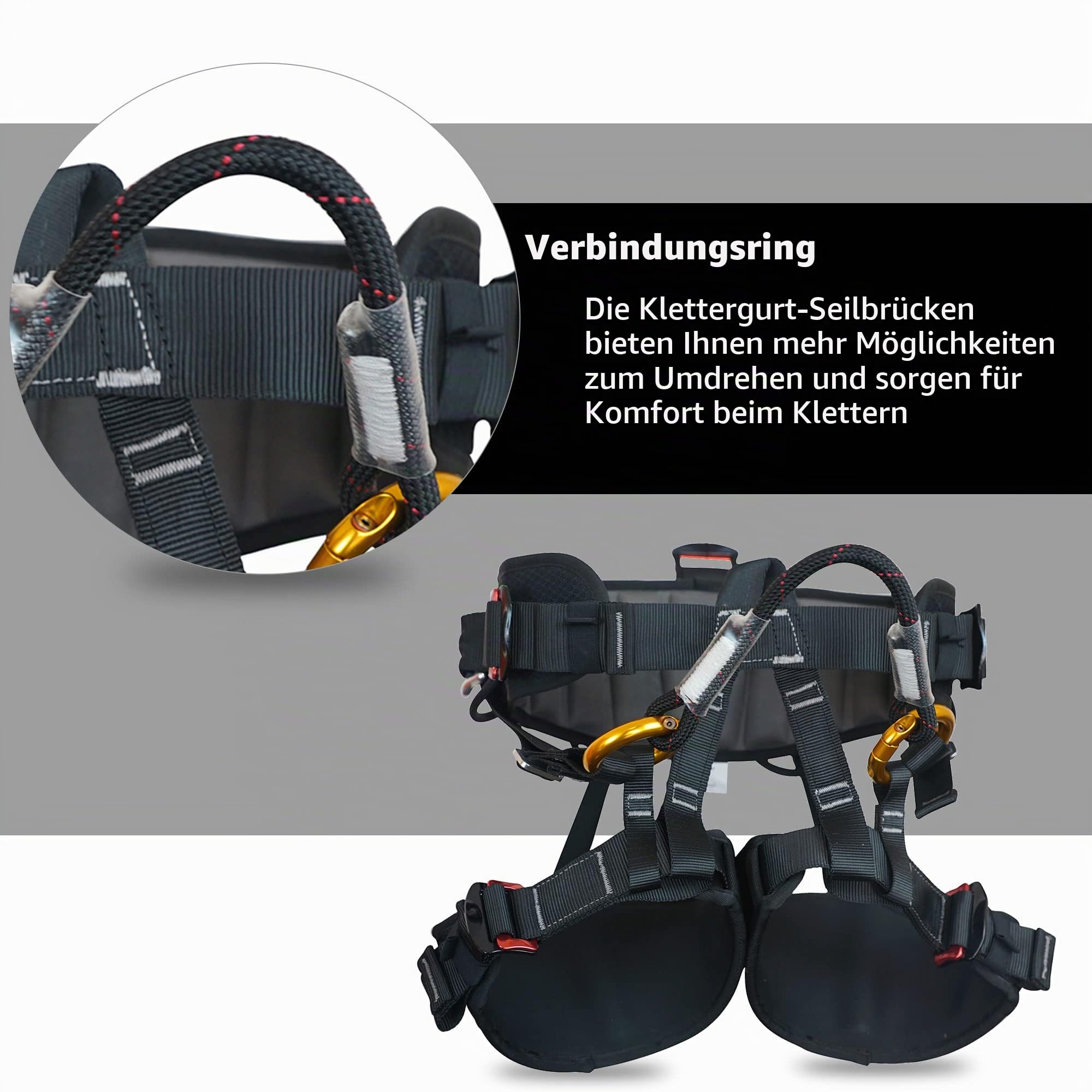 SOB Klettergurt Sicherheitsgurt Mehrzweck Taillenring 33.5-49.2 Zoll Beinring 23.6-29.5 Zoll CE-Zertifiziert